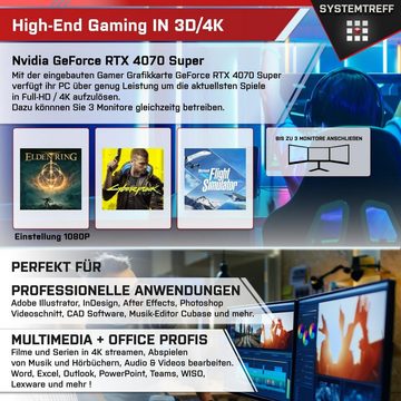 SYSTEMTREFF Gaming-PC (AMD Ryzen 7 7800X3D, GeForce RTX 4070 Super, 32 GB RAM, 1000 GB SSD, Wasserkühlung, Windows 11, WLAN)