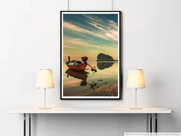 Sinus Art Poster Landschaftsfotografie 60x90cm Poster Langboot am spiegelnden Meer