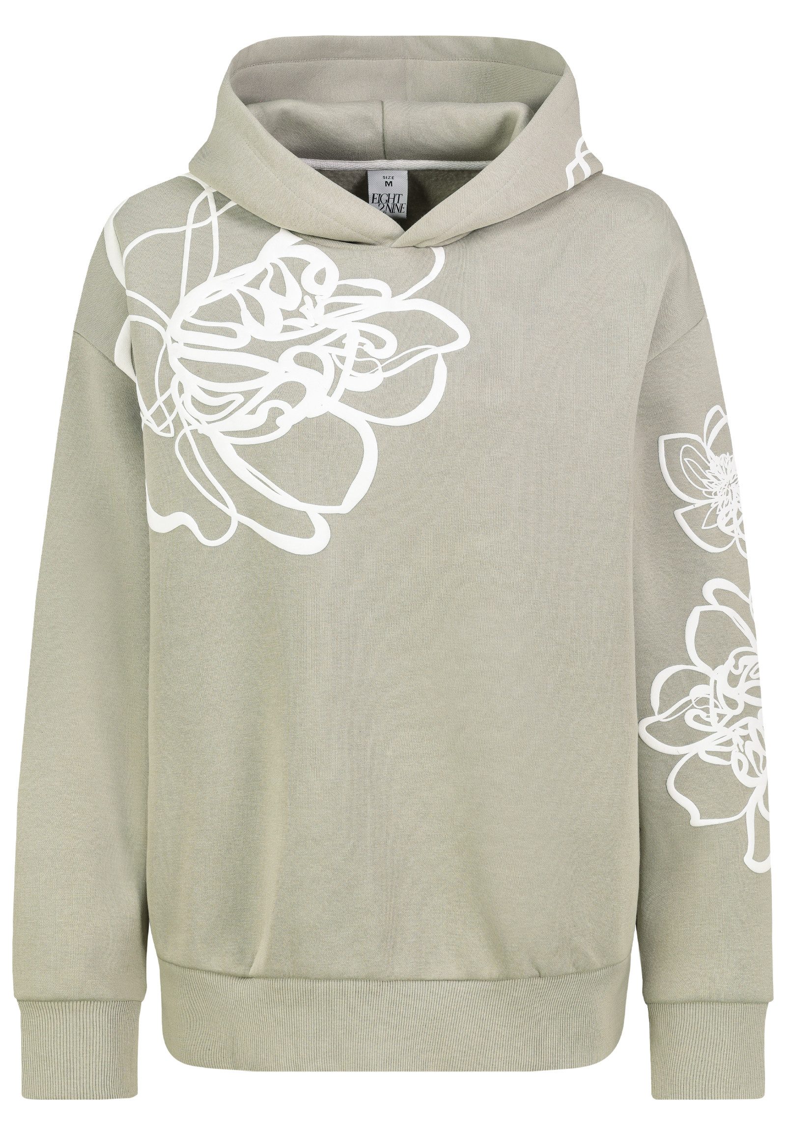 Eight2Nine Kapuzenpullover Damen Sweathoodie mit Schaumdruck verschiedene Motive, warm gefleeced