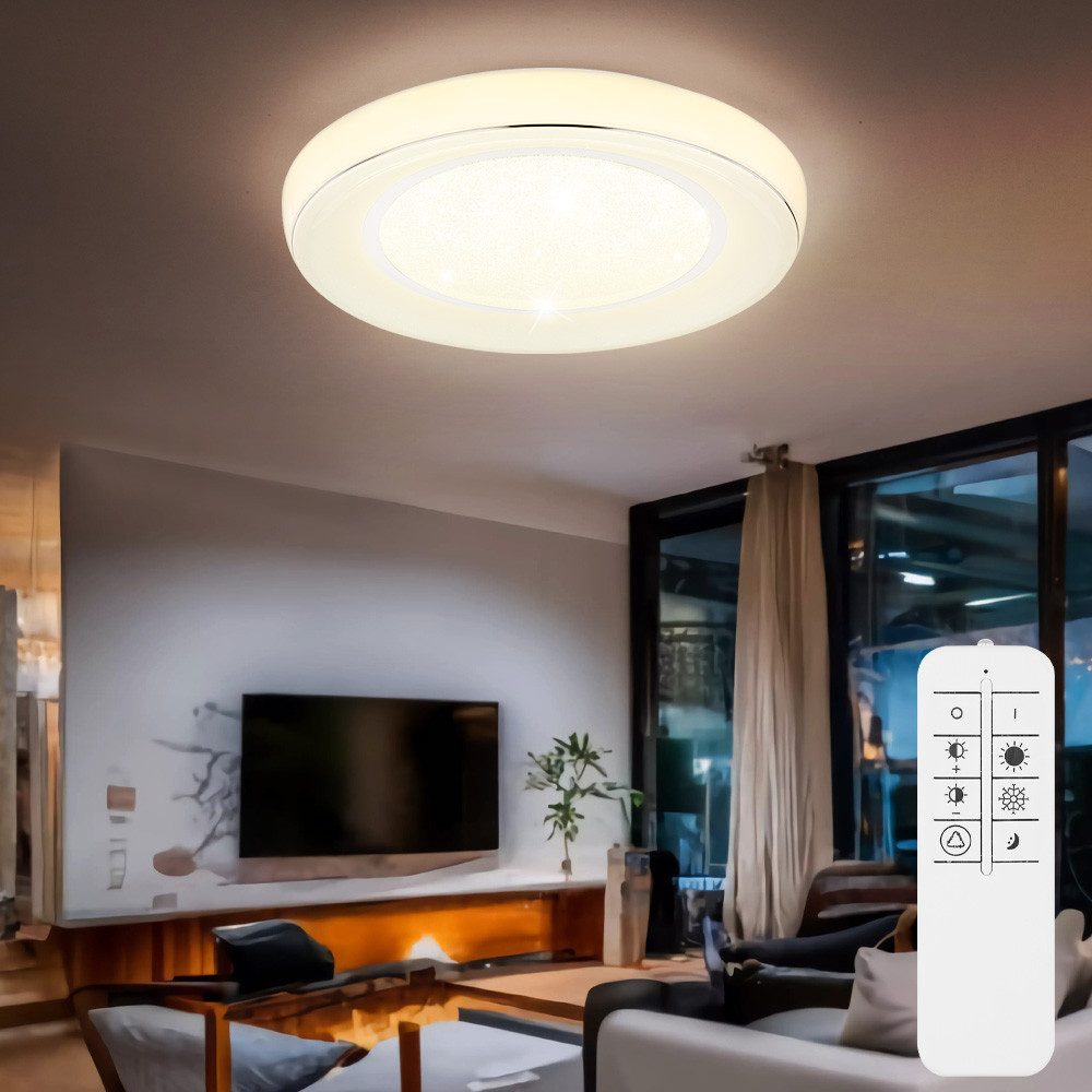 GLOBO LIGHTING LED Deckenleuchte, LED-Leuchtmittel fest verbaut, Warmweiß, Neutralweiß, Tageslichtweiß, LED Deckenleuchte dimmbar mit Fernbedienung