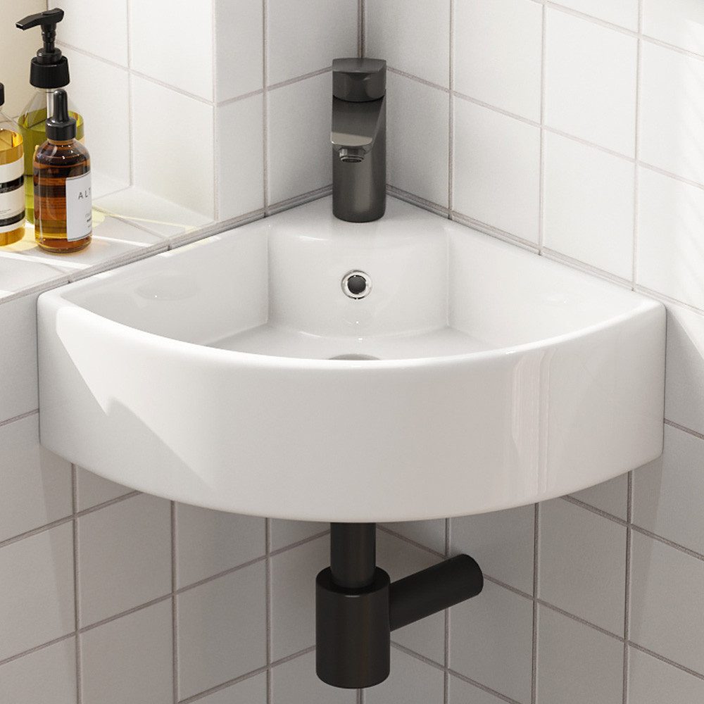 HOROW Waschbecken Waschbecken Waschtisch Badezimmer, Eckwaschbecken Keramik günstig online kaufen