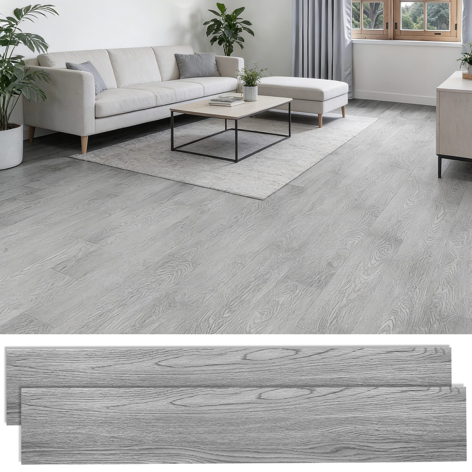 BlingBin Vinylboden Klebevinyl in Holzoptik, selbstklebender Vinylboden, 36 Dielen für 5m², Verschleißfest, Wasserabweisend, PVC, 1er Set, 36tlg, 91,4 x 15,24 cm, 2 mm, Vinyl Bodenbelag, einfache Verlegung