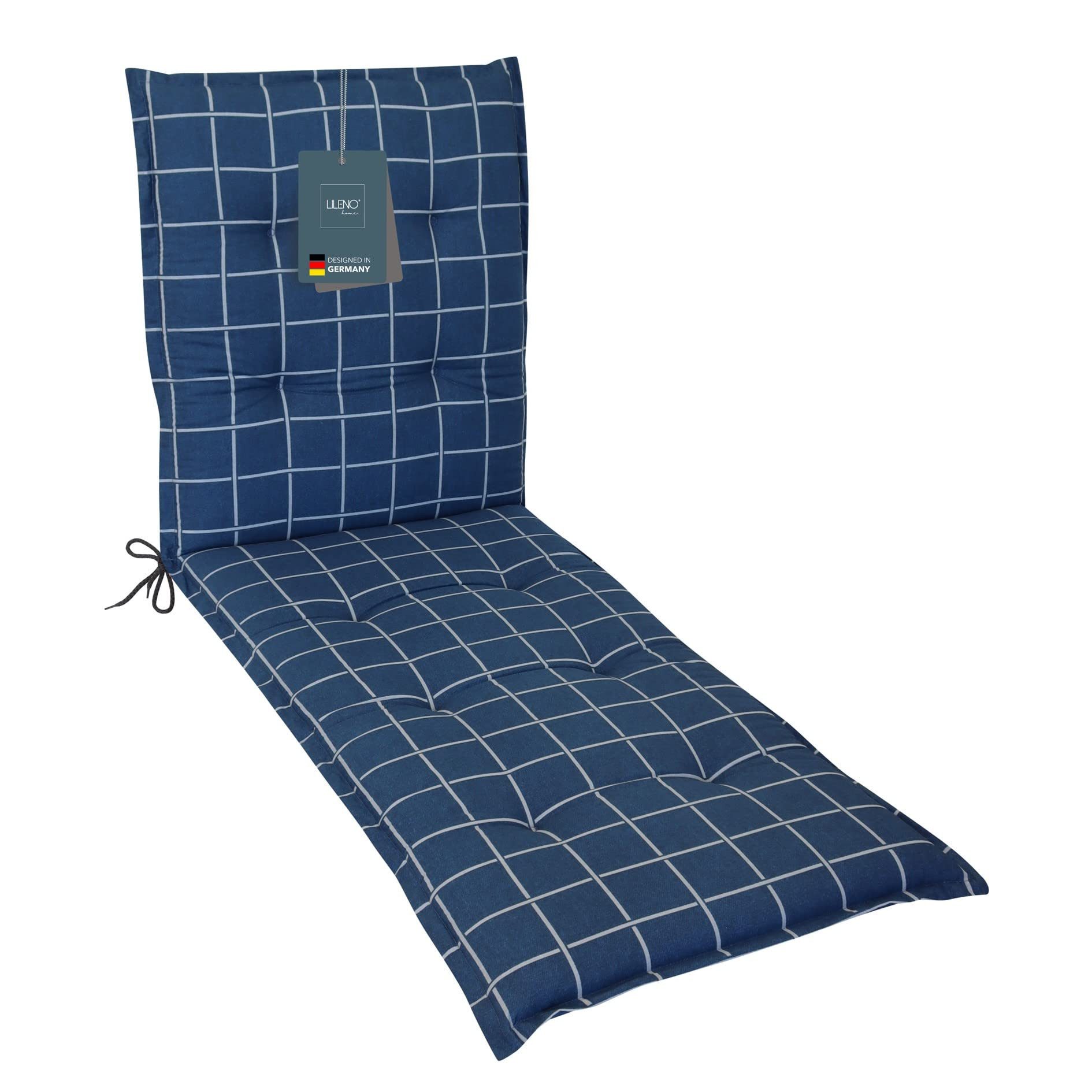 LILENO HOME Liegenauflage perfekt für Strandliege, Sonnenliege Auflage, Gartenliege Auflage, (1er Set), Polster Auflage für Rollliegen Yacht Karo-Dunkelblau, Sitzpolster