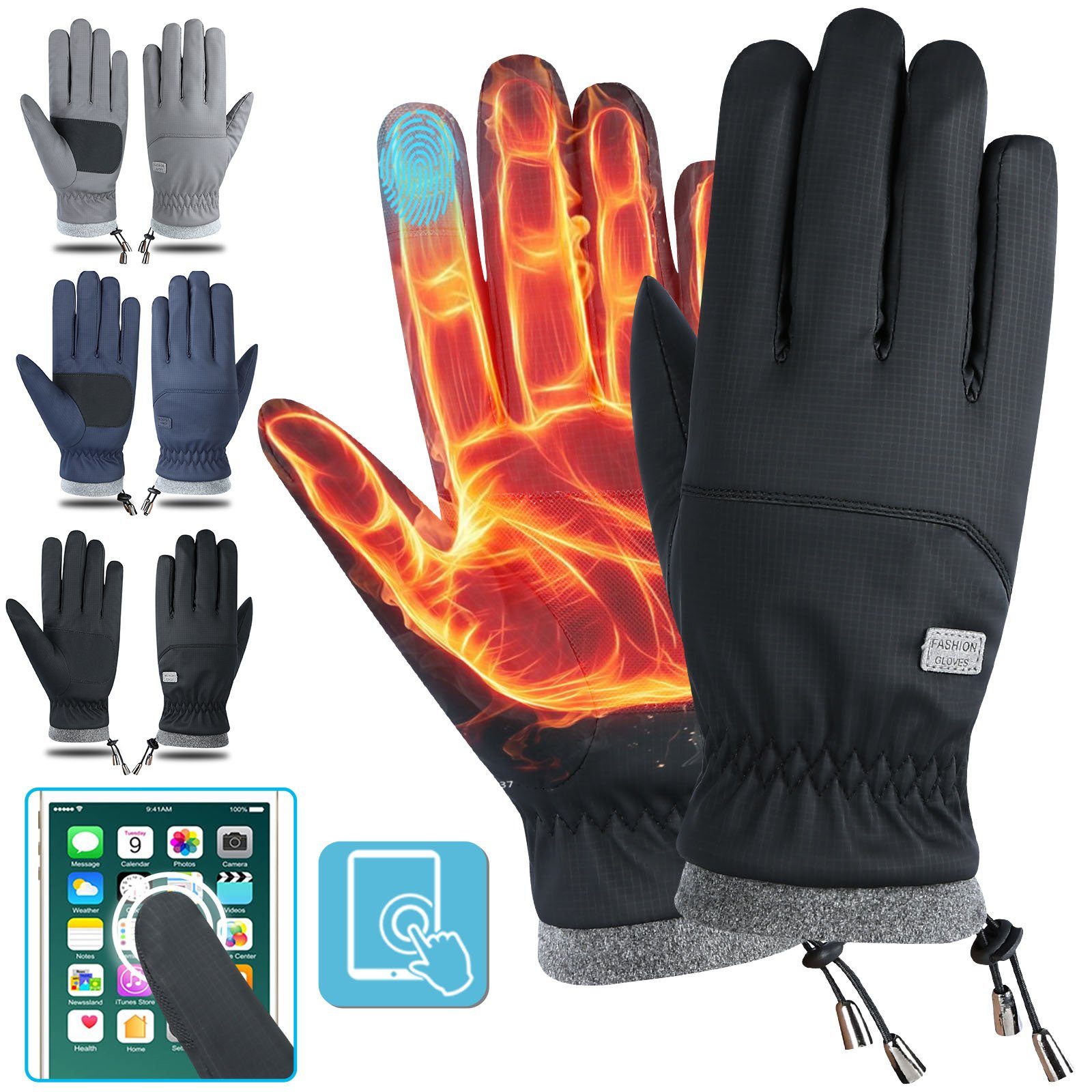BTTO Skihandschuhe Wasserdichte Winterhandschuhe,Damen Touchscreen Handschuhe Winddicht und Wasserdich Skihandschuhe, rutschfest Fahrradhandschuhe