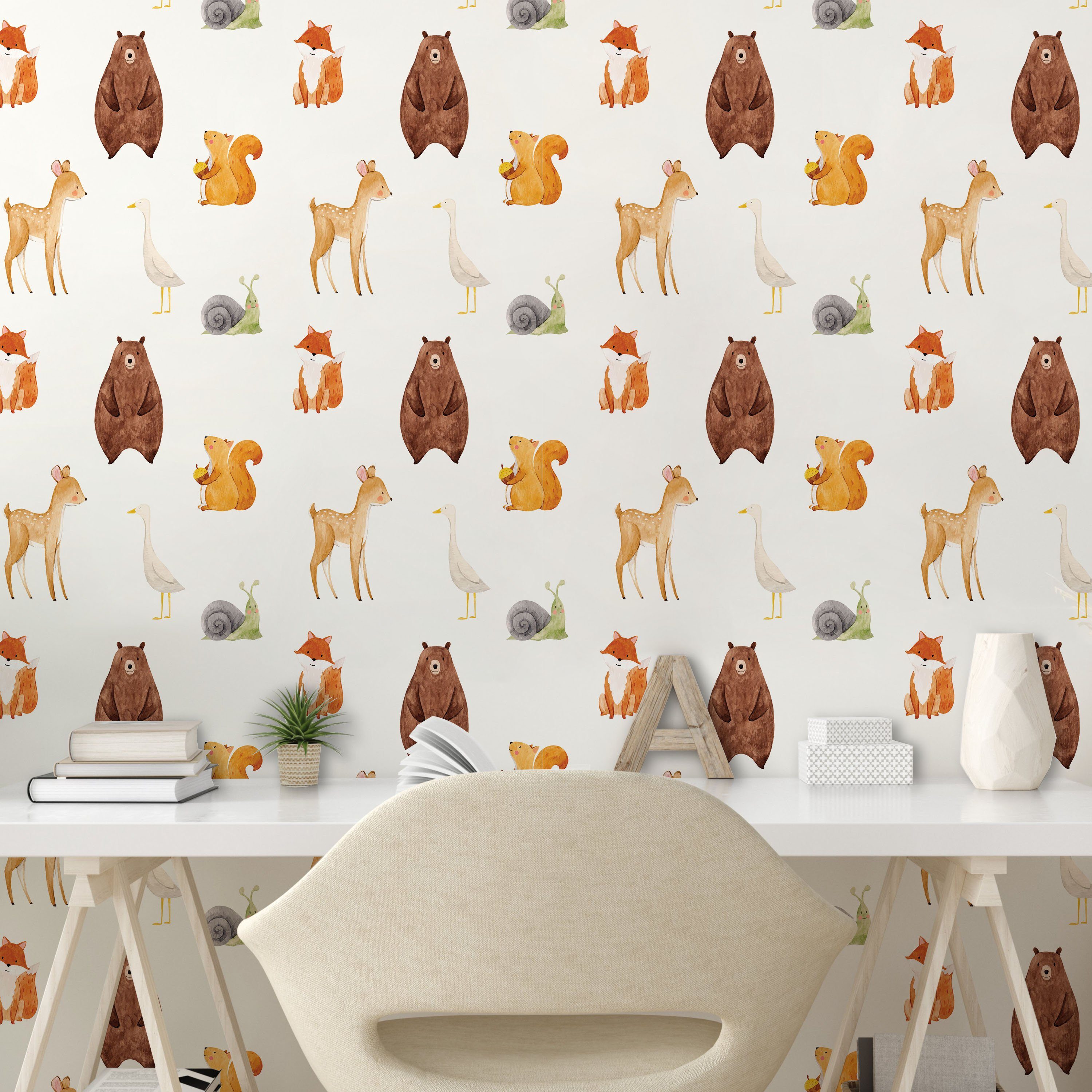 Küchenakzent, Aquarelle selbstklebendes Vinyltapete Wohnzimmer Baby-Tiere Tiere Abakuhaus