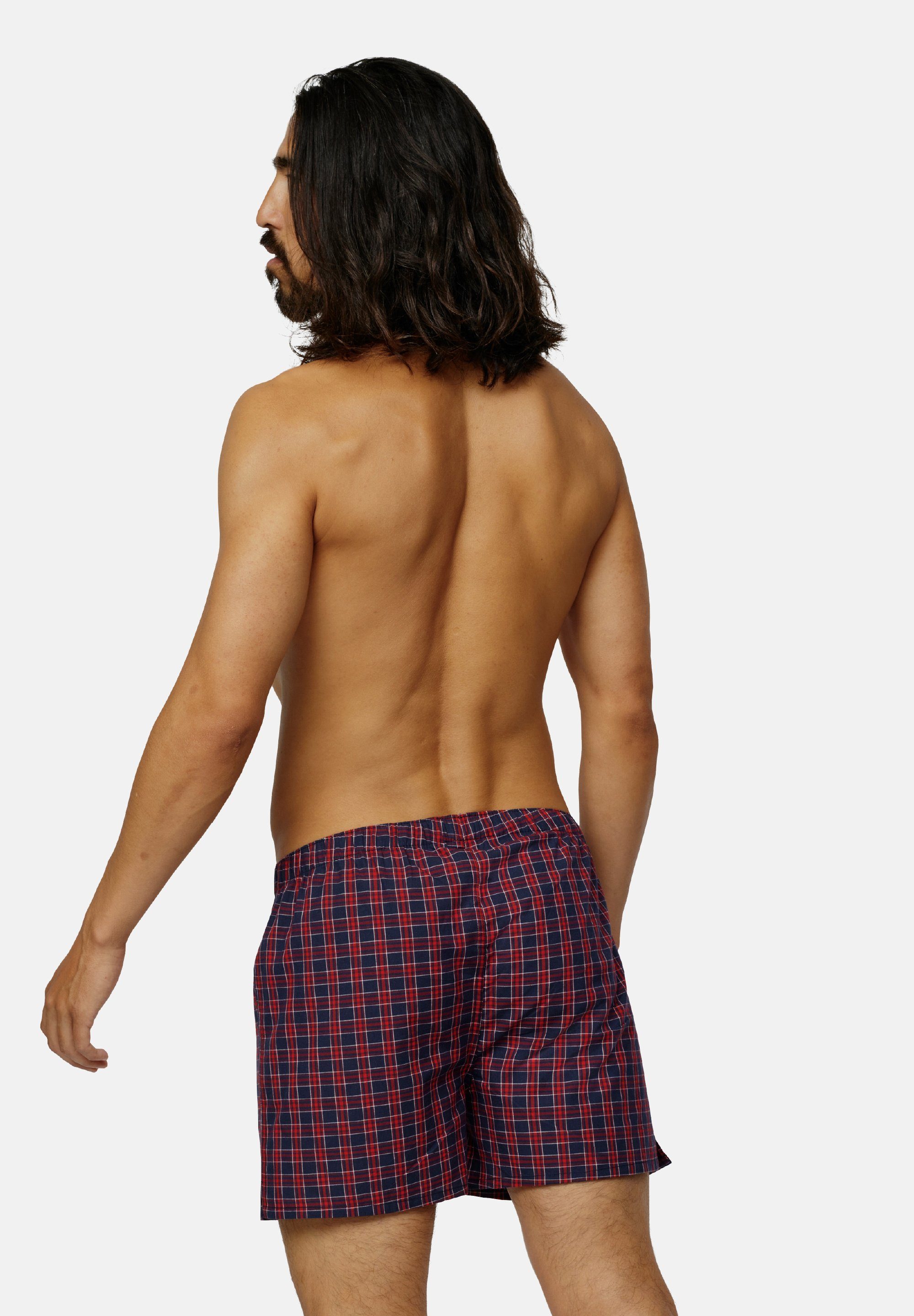 Woven 4-St) Boxers Organic blue/red mix Boxer (Packung, Weiter Baumwolle DANISH ENDURANCE 100%