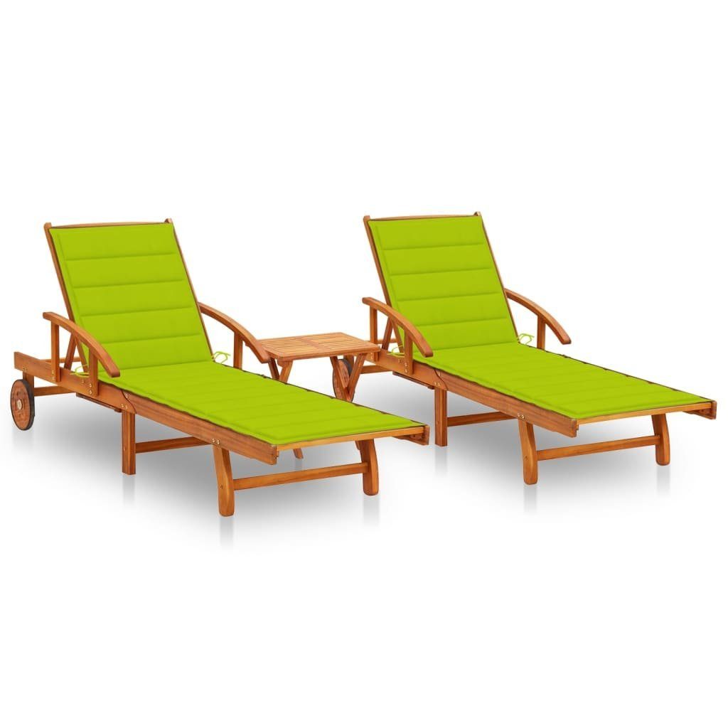 vidaXL Gartenliege »Sonnenliegen 2 Stk. mit Tisch und Auflagen
