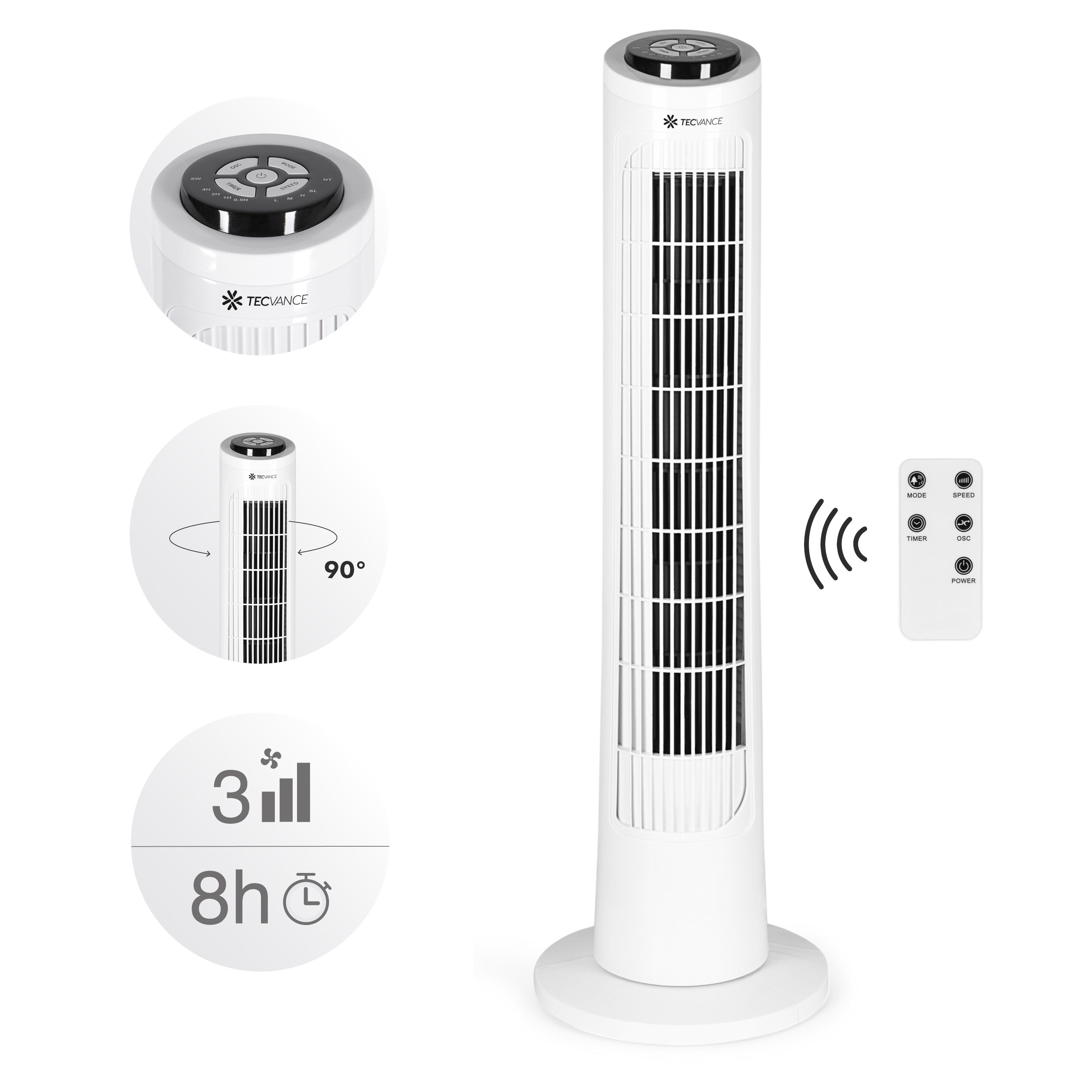 Bild von Tecvance Turmventilator, Säulenventilator mit Fernbedienung