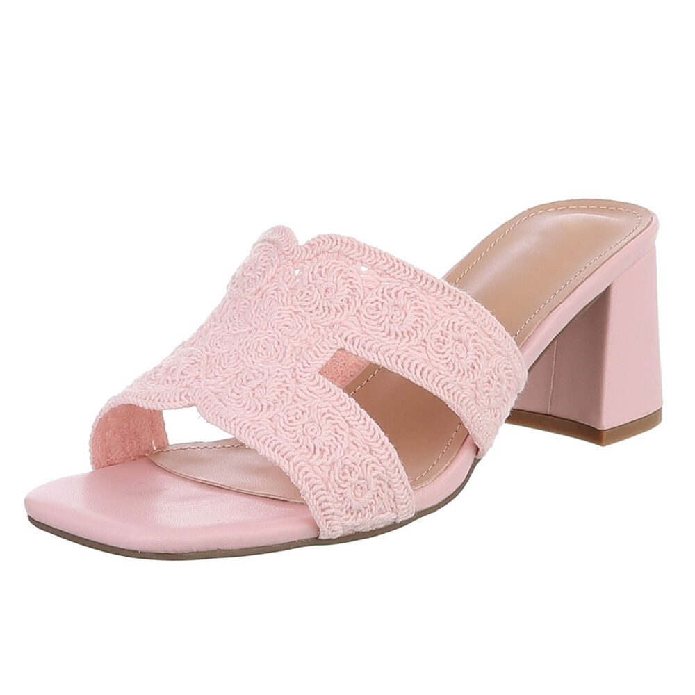 Ital-Design Elegante Damen Sandalen mit Komfort und stilvollem Design Pantolette (91512493) Blockabsatz Sandalen & Sandaletten in Hellrosa