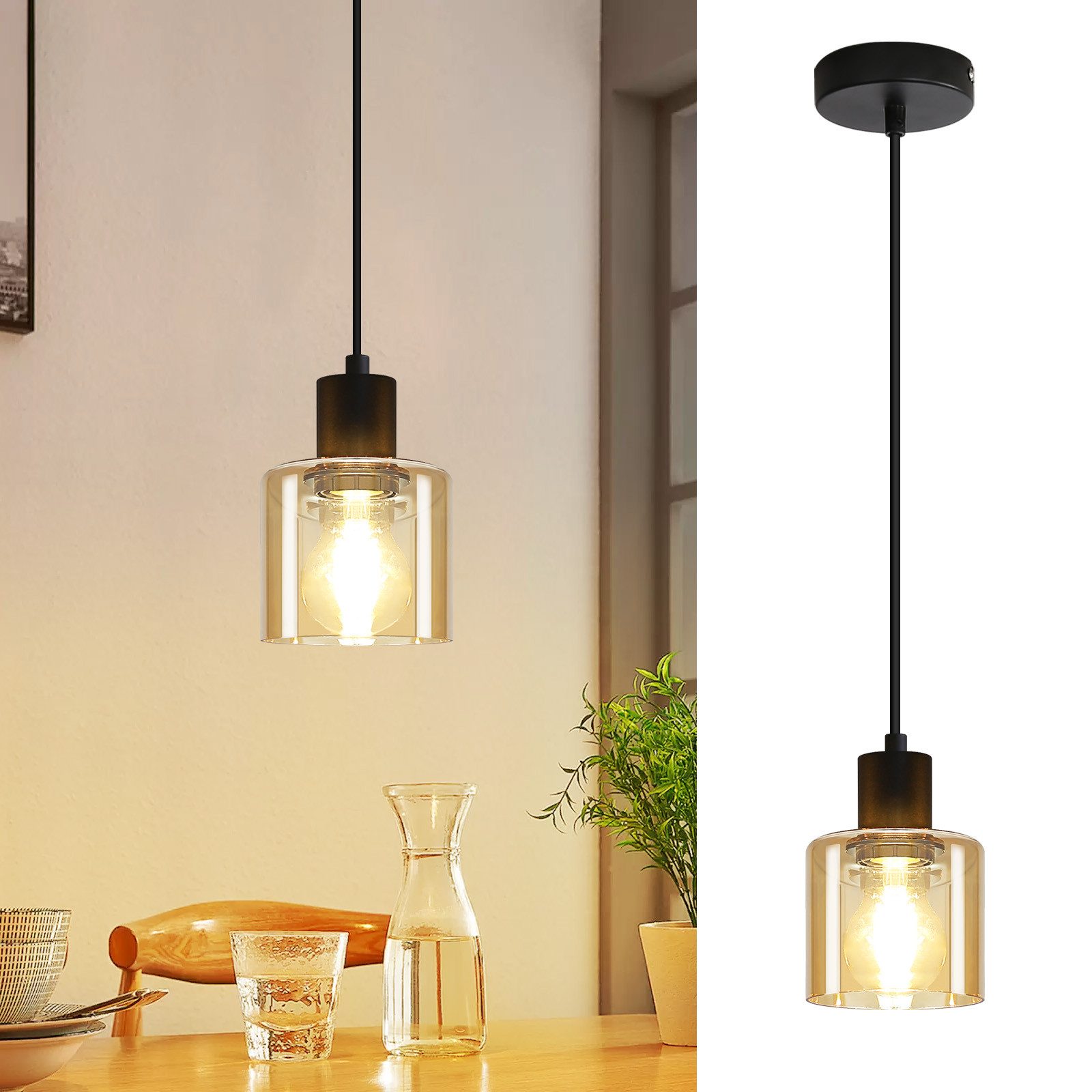 ZMH Pendelleuchte Esszimmer Bernstein 170CM Hängelampe günstig online kaufen