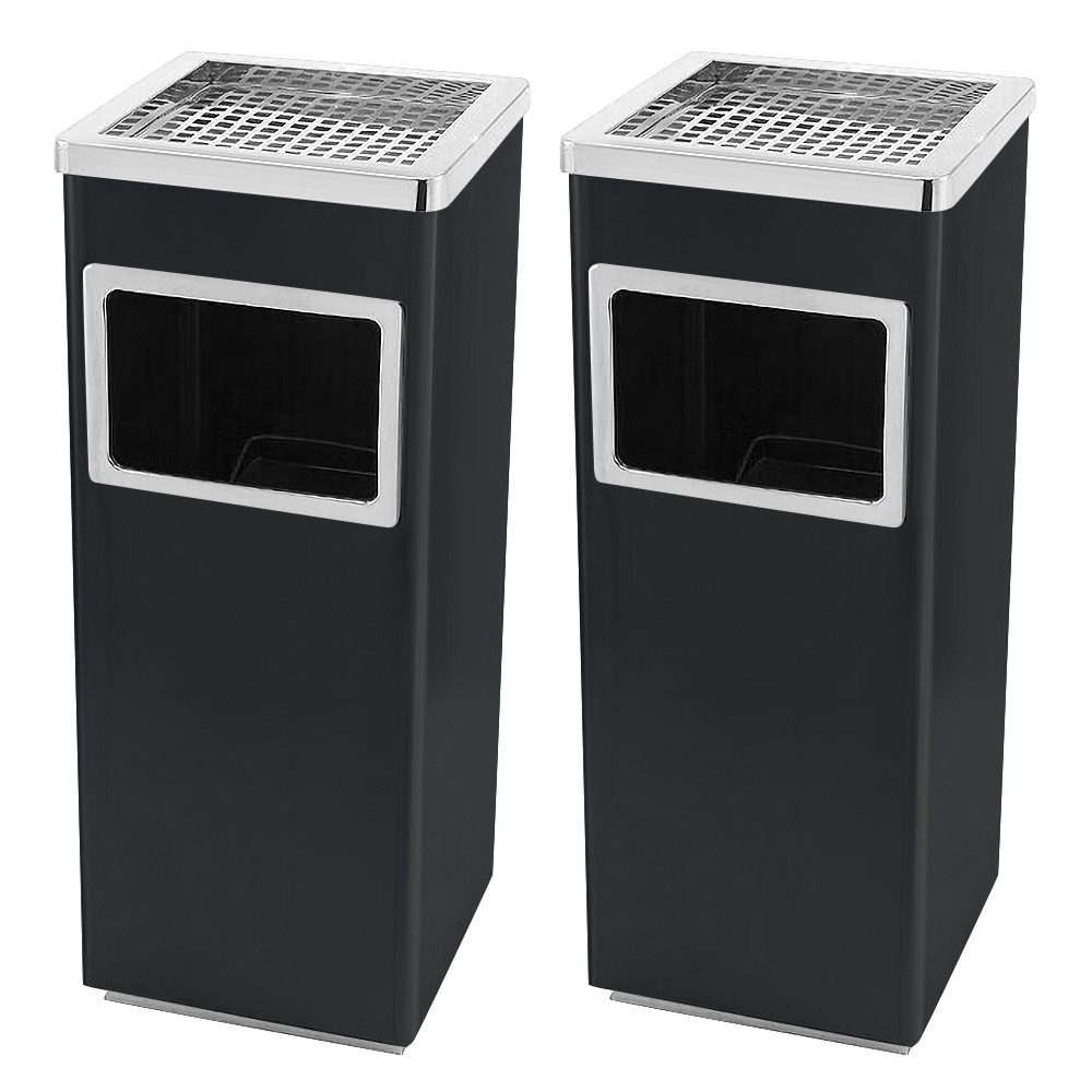 JEOBEST Mülleimer 48L Standaschenbecher Aschenbecher mit Mülleimer, (2-St, Eckig) Edelstahl, Abfalleimer mit Inneneimer