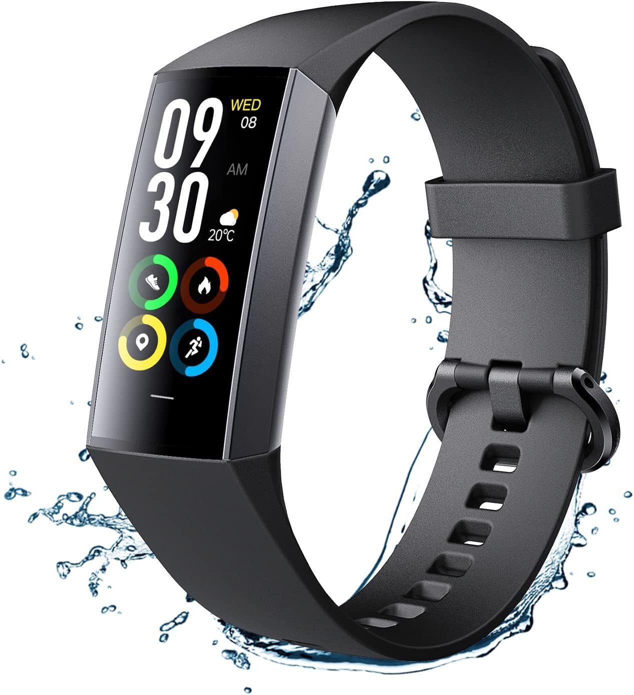 ibettertec Fitness Tracker Uhr mit Anruffunktion für Damen Herren Smartwatch Smartwatch (1.1" AMOLED-Display Zoll Zoll) 5 ATM IP68 Wasserdicht Fitness Tracker mit Schrittzähler Pulsuhr Blutdruck Messgerät für Android iOS, Schlaf-Monitor, Activity Tracker,