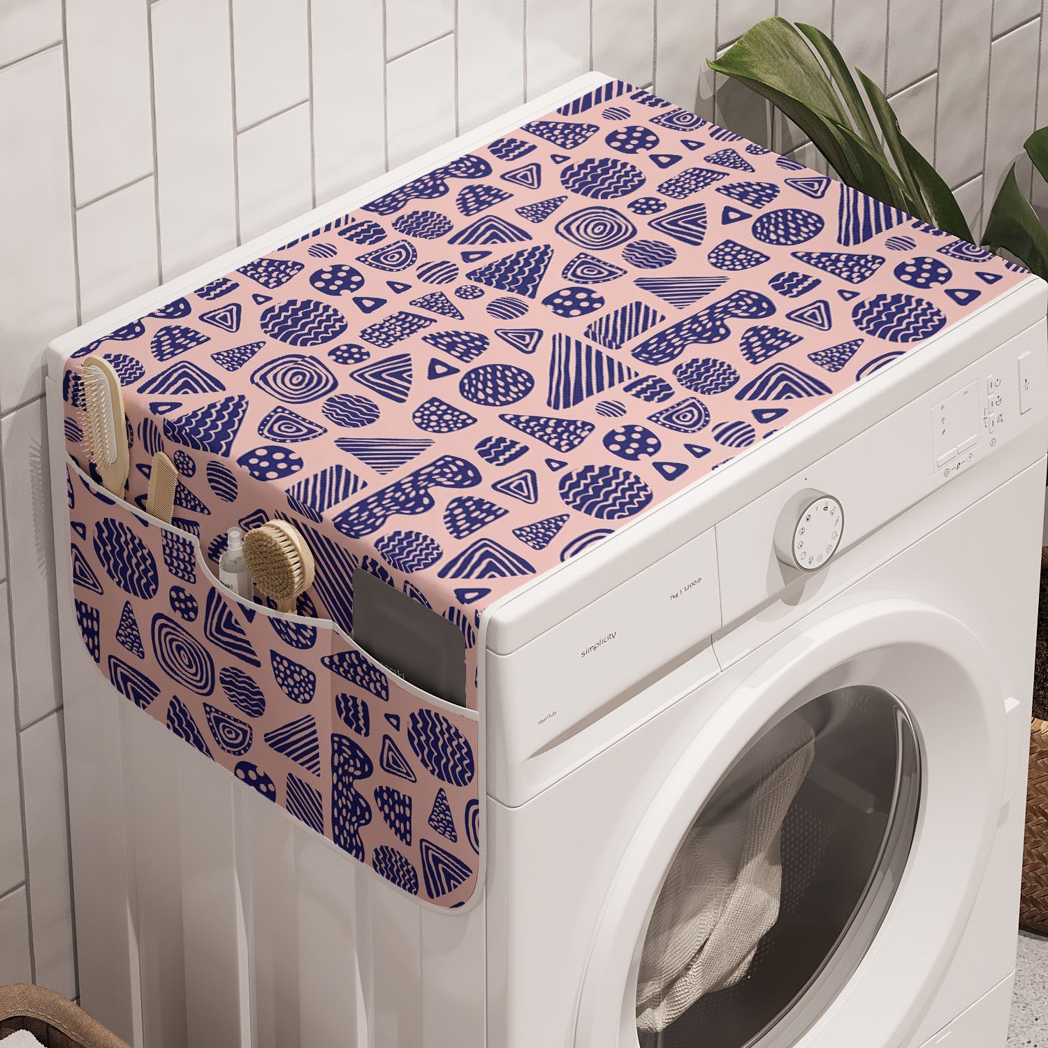 Abakuhaus Badorganizer Anti-Rutsch-Stoffabdeckung für Waschmaschine und Trockner, Abstrakt Spotted Einfache Formen Kunst