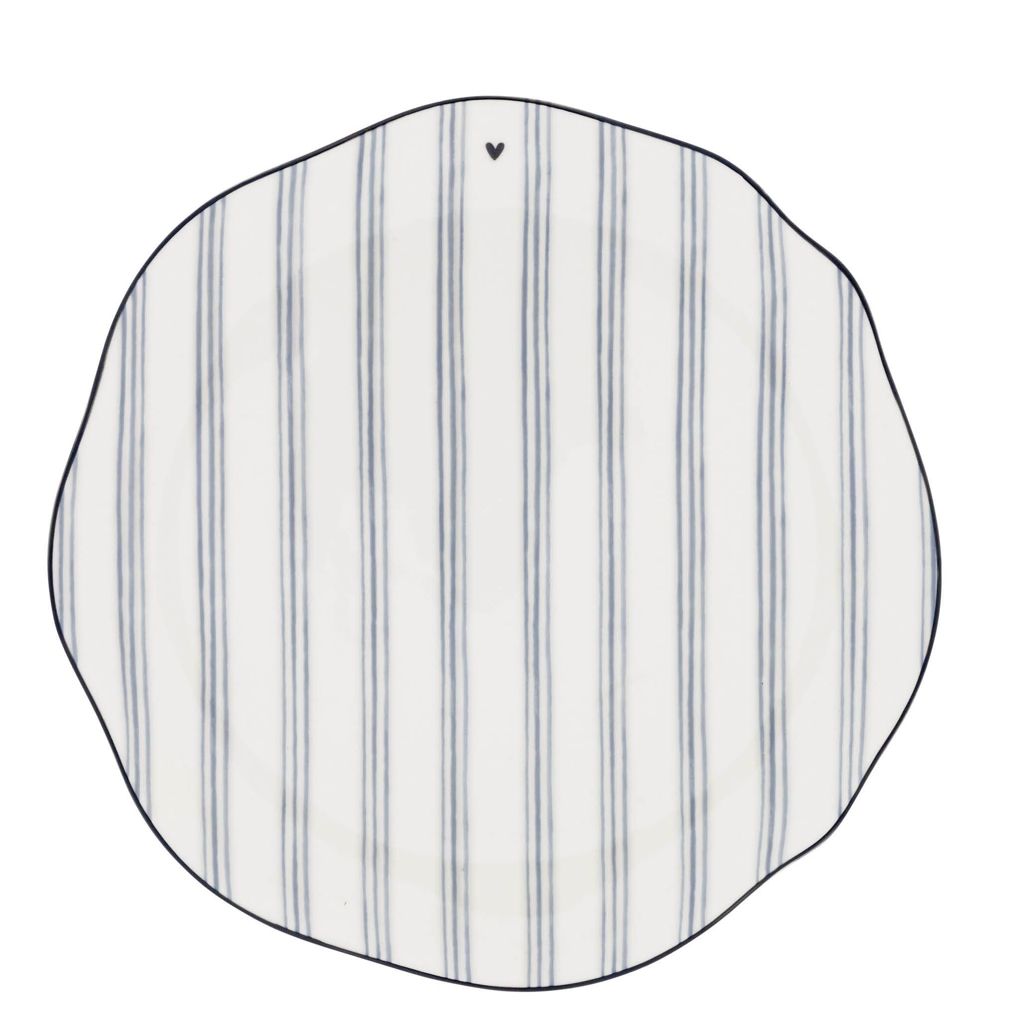 Bastion Collections Frühstücksteller D23 cm – Keramik Teller Blau Gestreift – Kuchenteller 23cm, Spülmaschinenfest