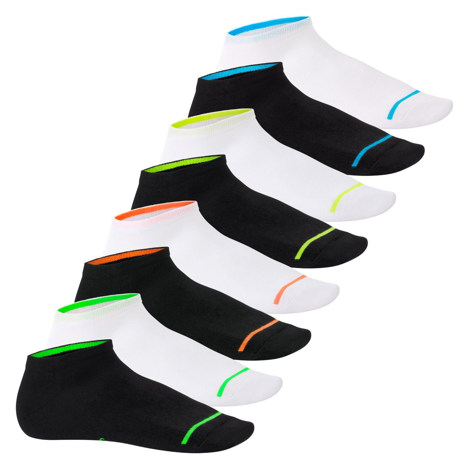 (8 Paar), - Socken Sportsocken Neon Sneaker Herren Mix Footstar Füßlinge Damen & Glow Neon