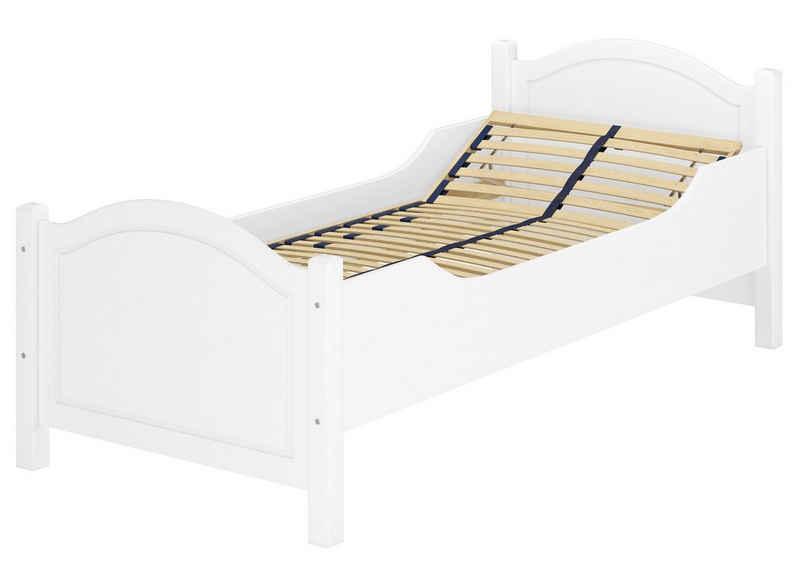 ERST-HOLZ Bett Holzbett hoch Massivholz weiß 90x200 mit Federholzrahmen, Kieferwaschweiß