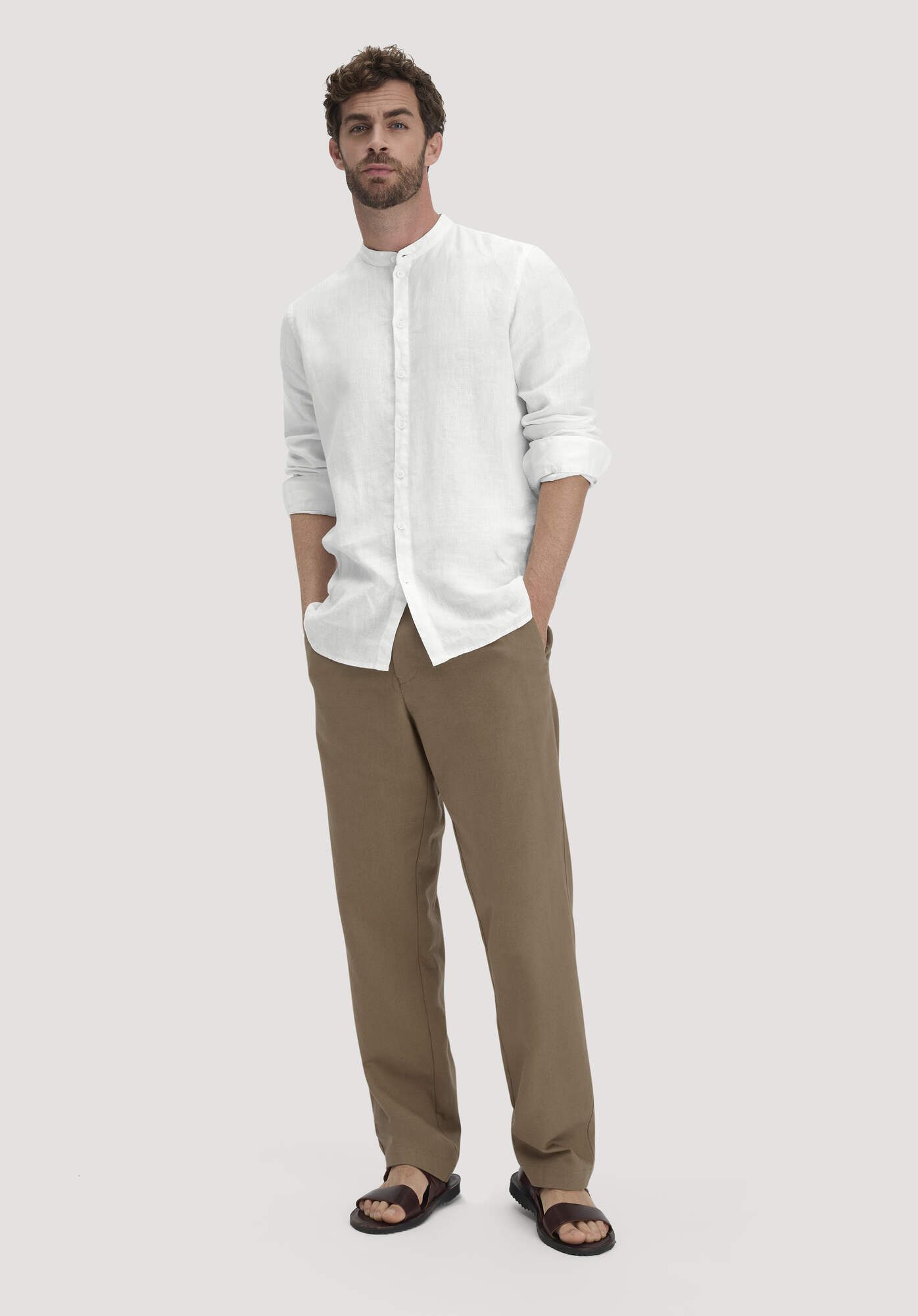 Hessnatur Stoffhose aus Bio-Baumwolle mit Leinen (1-tlg)