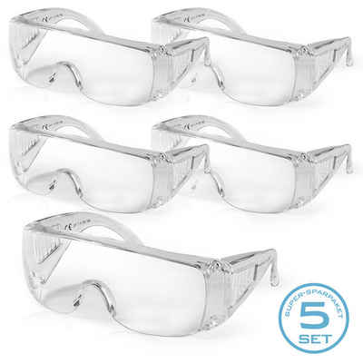 STAHLWERK Arbeitsschutzbrille STAHLWERK Kratzfeste Schutzbrillen 5er Set Arbeitsschutzbrillen, (Set, 1St), Korbbrille, integrierte Ventile zum Schutz vor Beschlagnässe