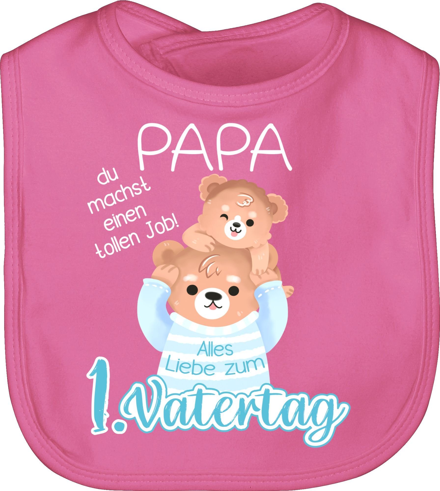 Shirtracer Lätzchen Alles Liebe zum 1. Vatertag - Papa Bär und Baby Bär, Geschenk Vatertag Baby 2 Pink