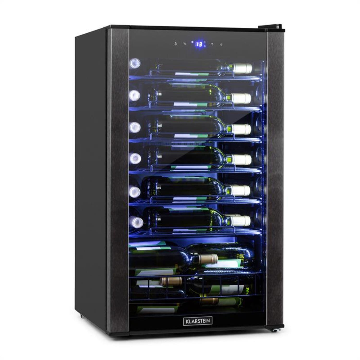 Klarstein Weinkühlschrank Vinomatica 36 Uno, für 36 Standardflaschen á 0,75l,Wein Flaschenkühlschrank Weintemperierschrank Weinschrank Kühlschrank