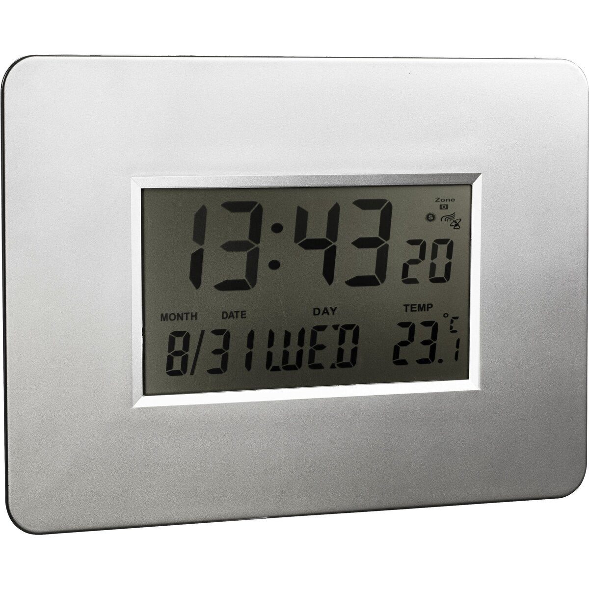ALCO Uhr Funk LCD-Uhr Kunststoff 30x21x1,8cm silber
