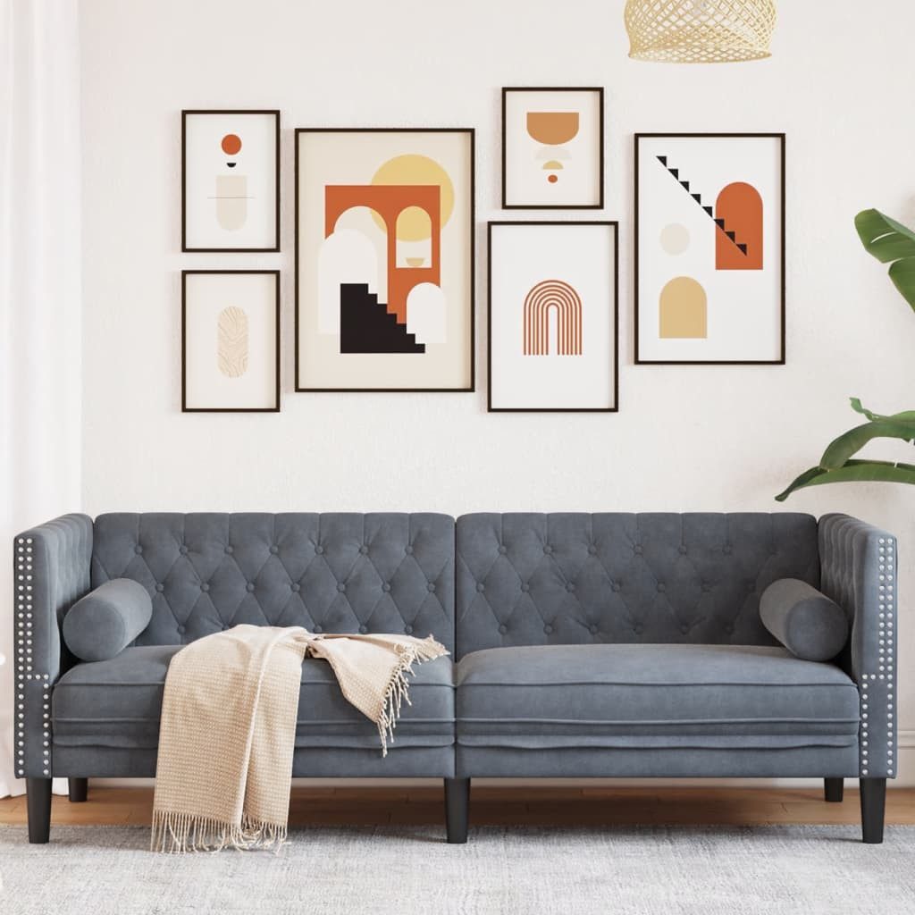 vidaXL Sofa Chesterfield-Sofa mit Nackenrollen 3-Sitzer günstig online kaufen
