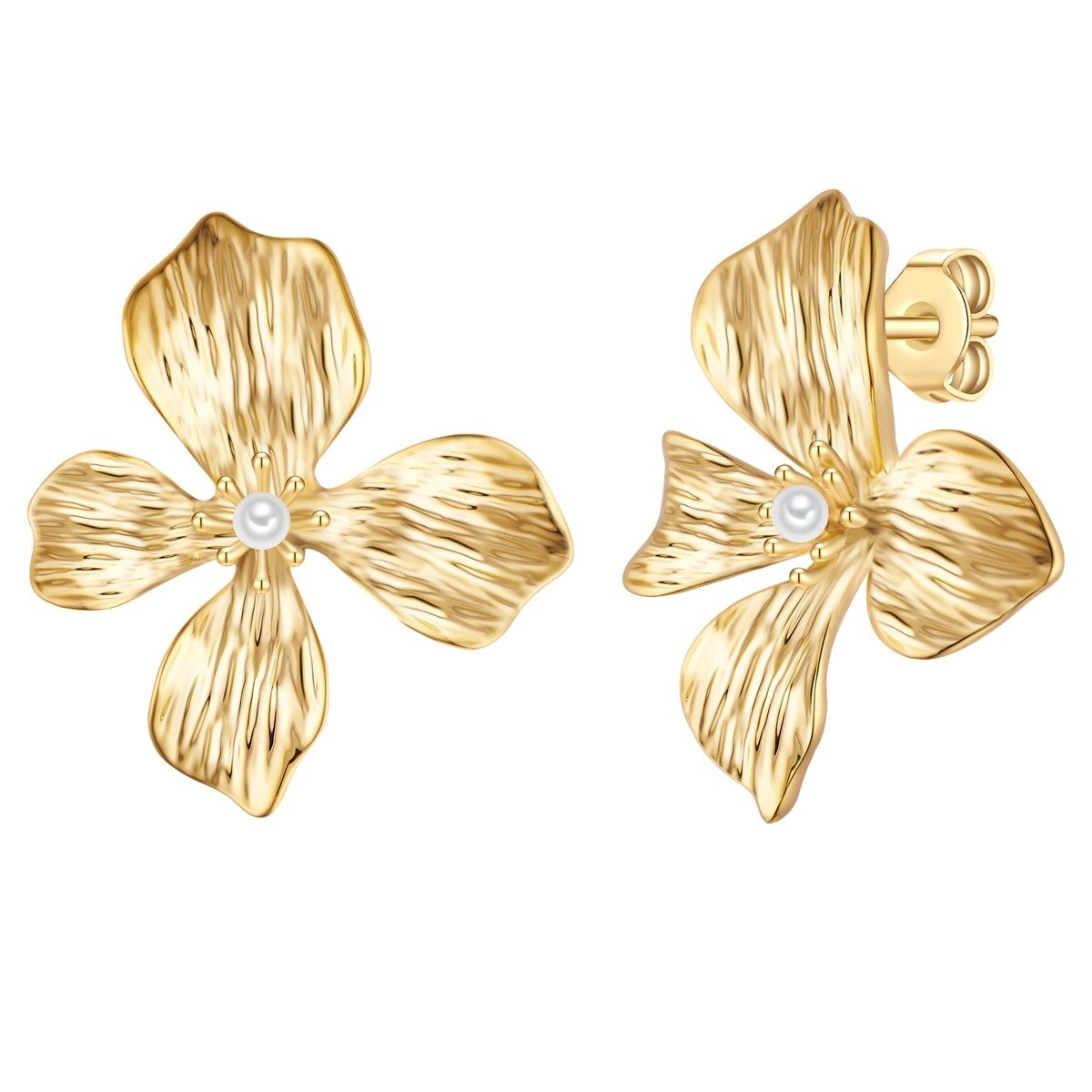 Yokoamii Paar Ohrstecker Blume gelbgold