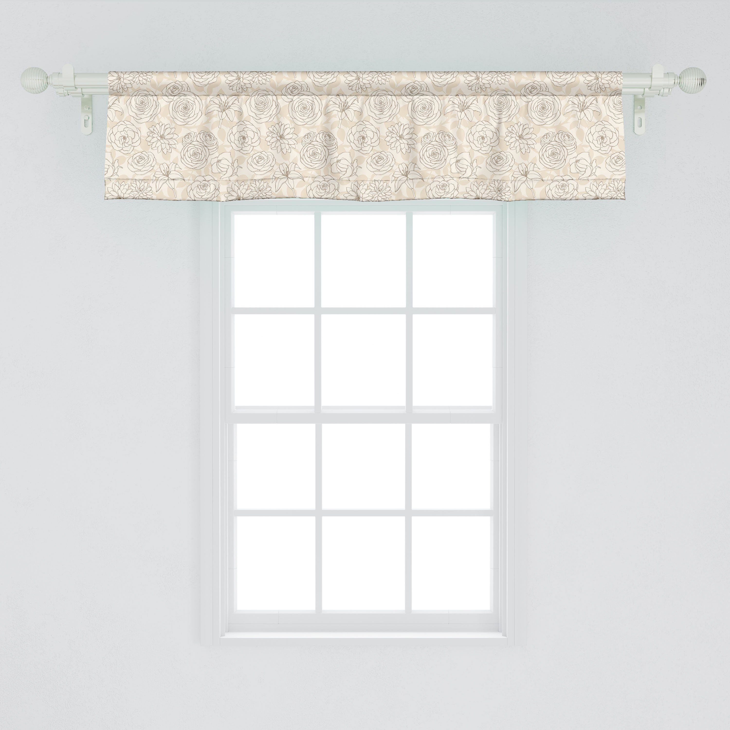 Scheibengardine Vorhang Volant für Grafik Stangentasche, Schlafzimmer mit Peony Microfaser, Abakuhaus, Blumen Dekor Lily Camellia Küche