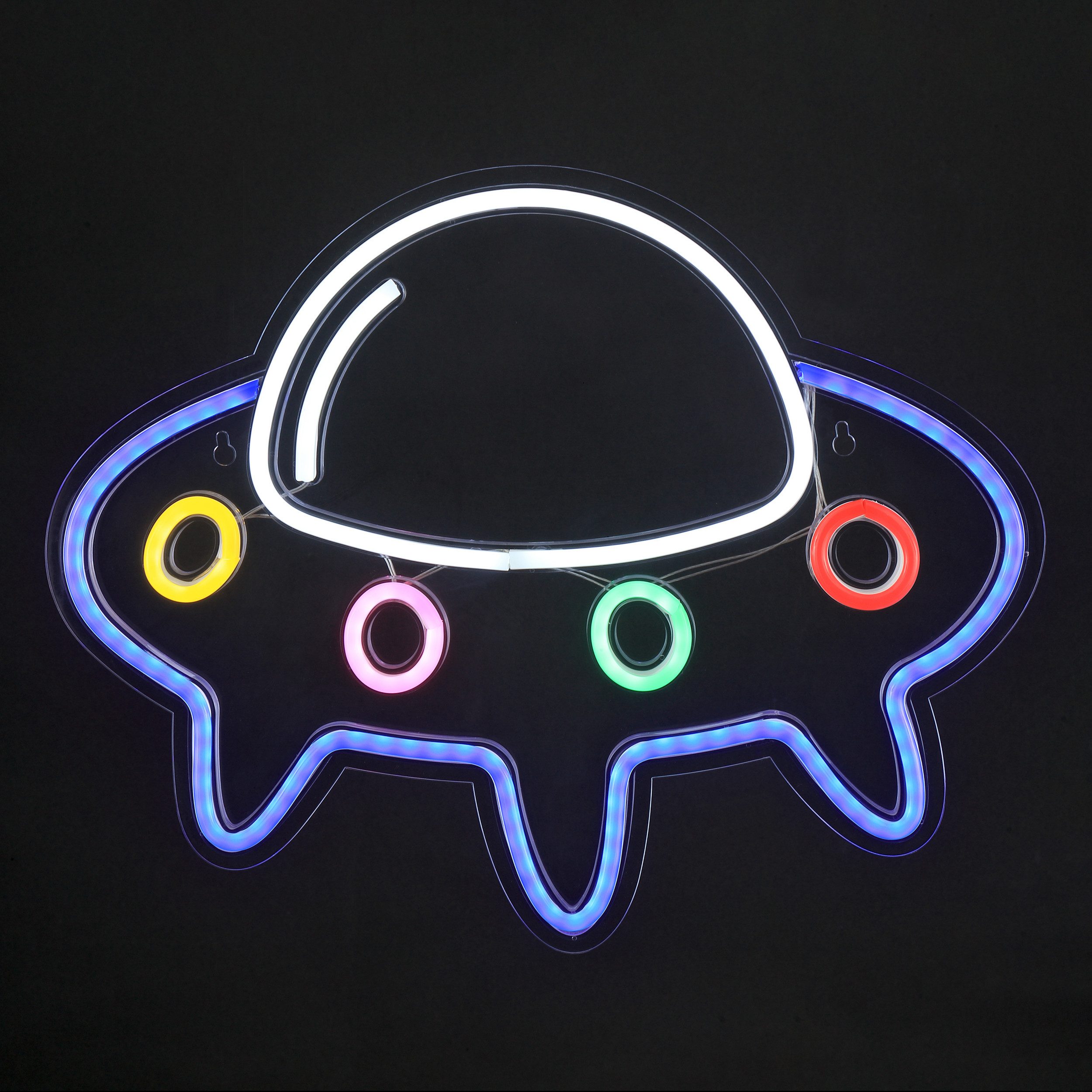 Lightbox Wandleuchte, Neon LED Wandleuchte Ufo, 40 x 32 cm, Kunststoff, transparent