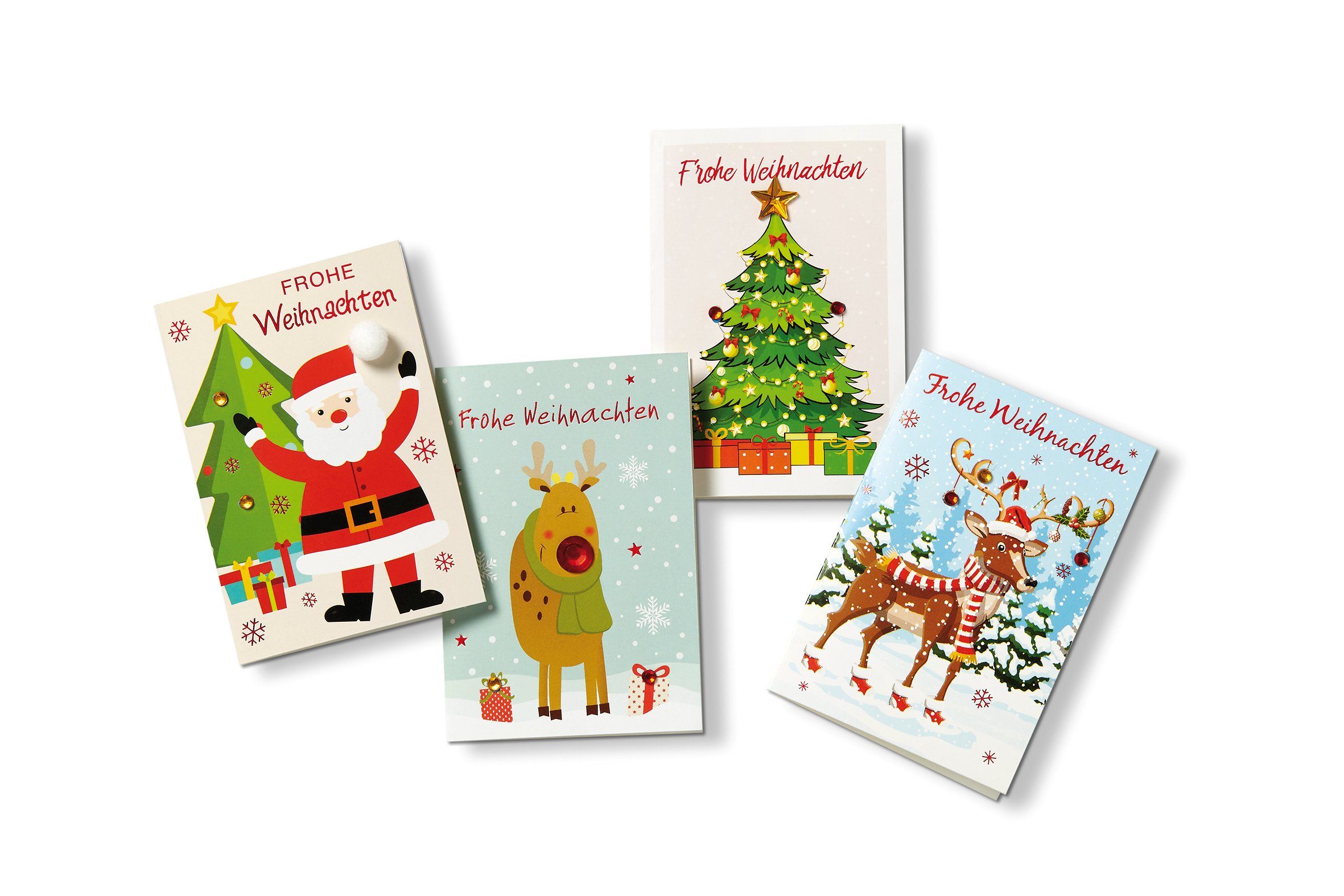 Grußkarten Geschenkanhänger Weihnachten - 4 Anhänger im Beutel
