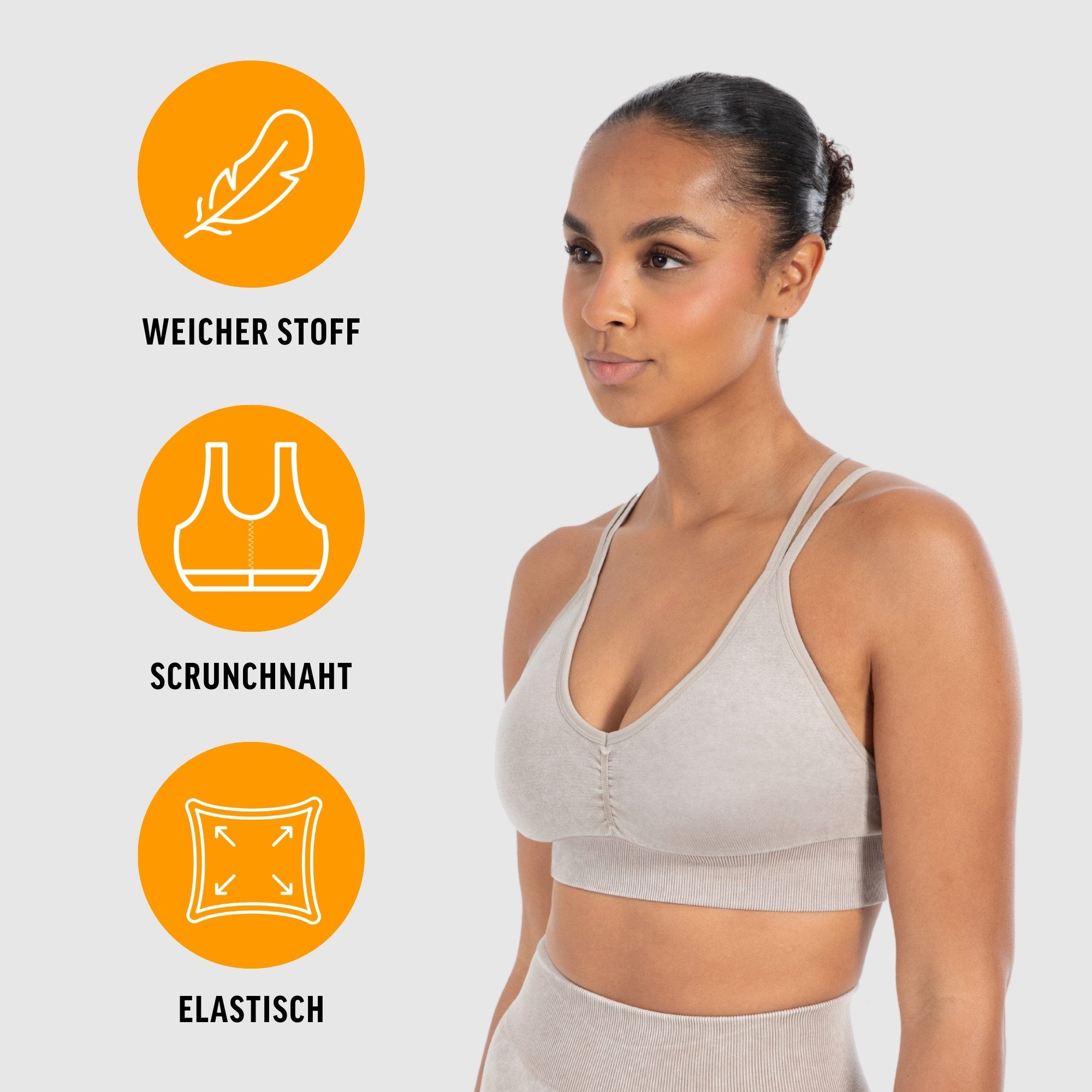 Smilodox Sport-BH Batik Acid Cross, Sport Bra Scrunch V-Ausschnitt Fester H günstig online kaufen