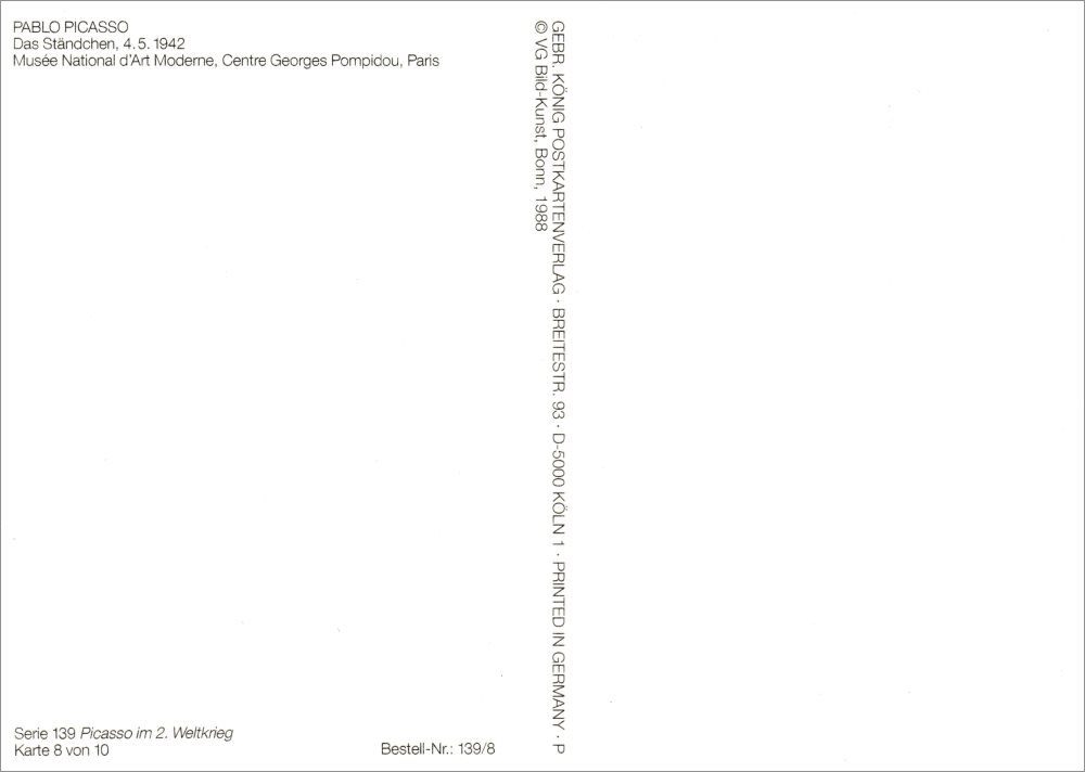 Pablo Ständchen" "Das Kunstkarte Postkarte Picasso