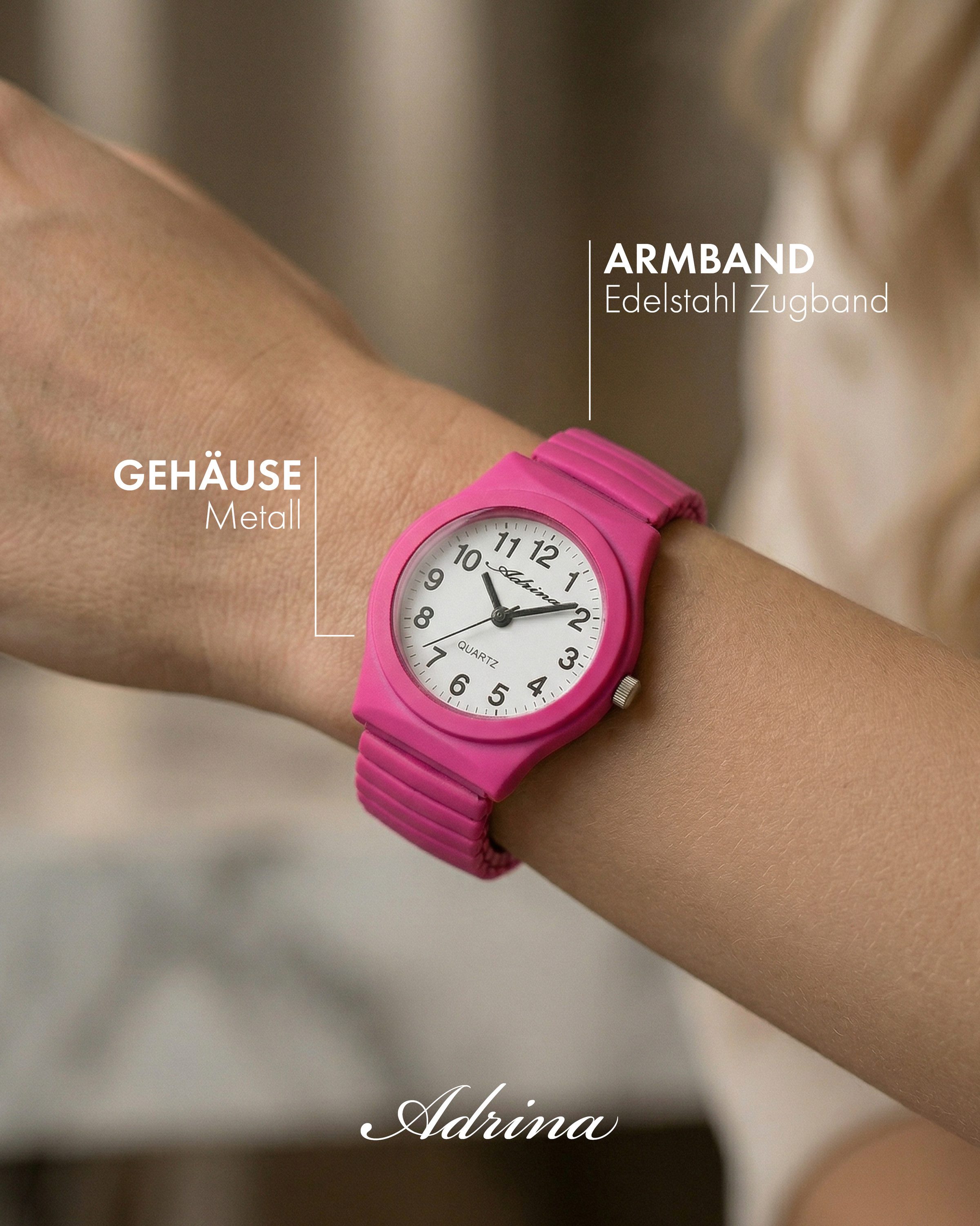 Adrina Quarzuhr Adrina Damenarmbanduhr mit Edelstahlzugband