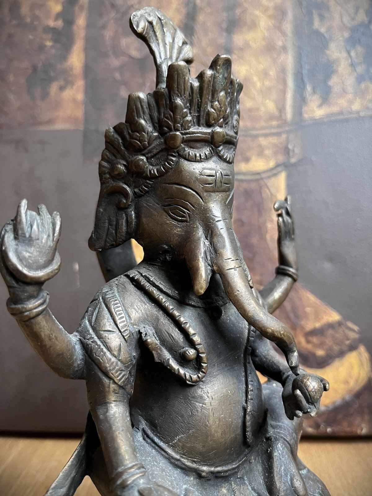 Asien LifeStyle Indien Buddhafigur Figur - Bronze Ganesha Skulptur Sammlerstück