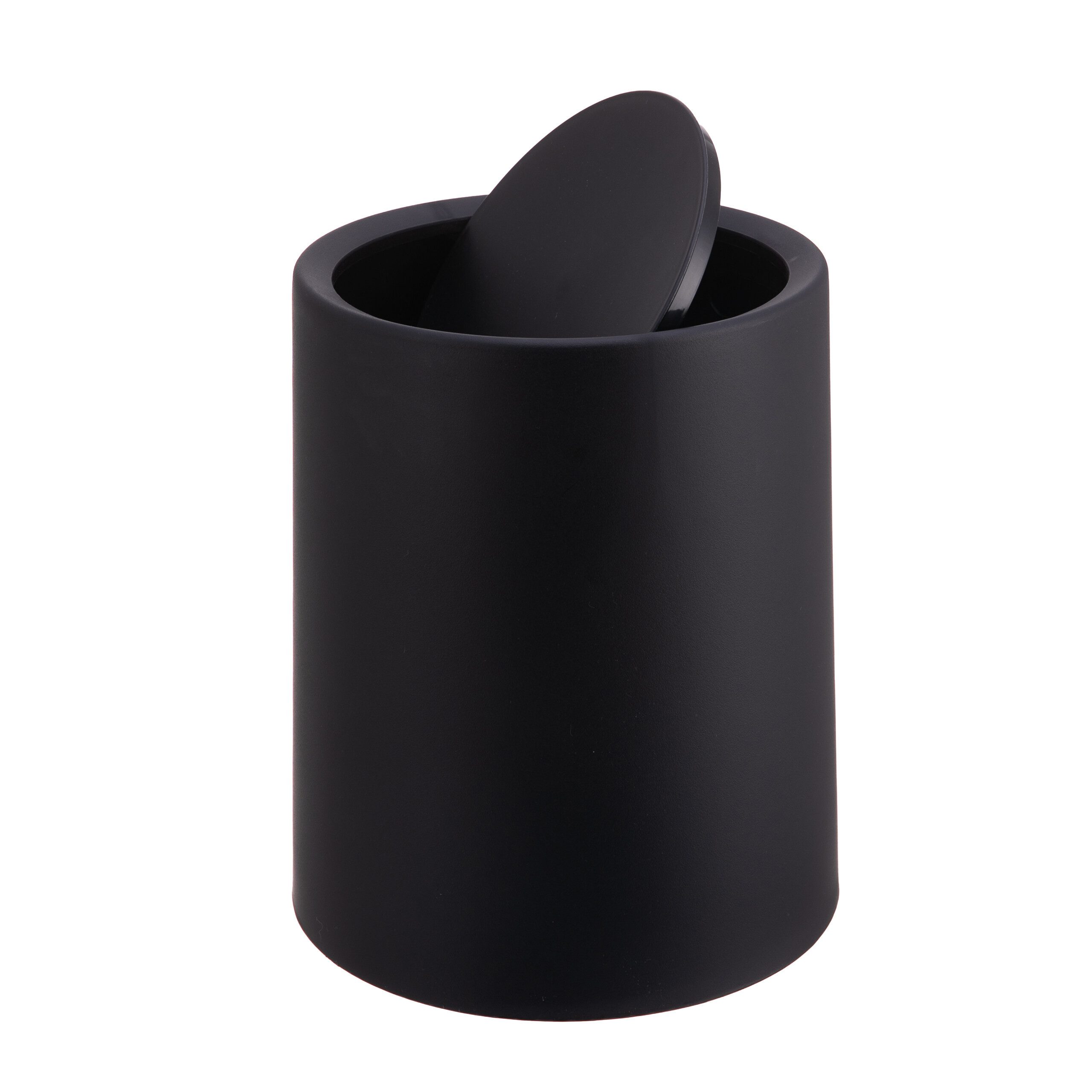 relaxdays Kosmetikeimer mit Schwingdeckel 6 Lit, schwarz