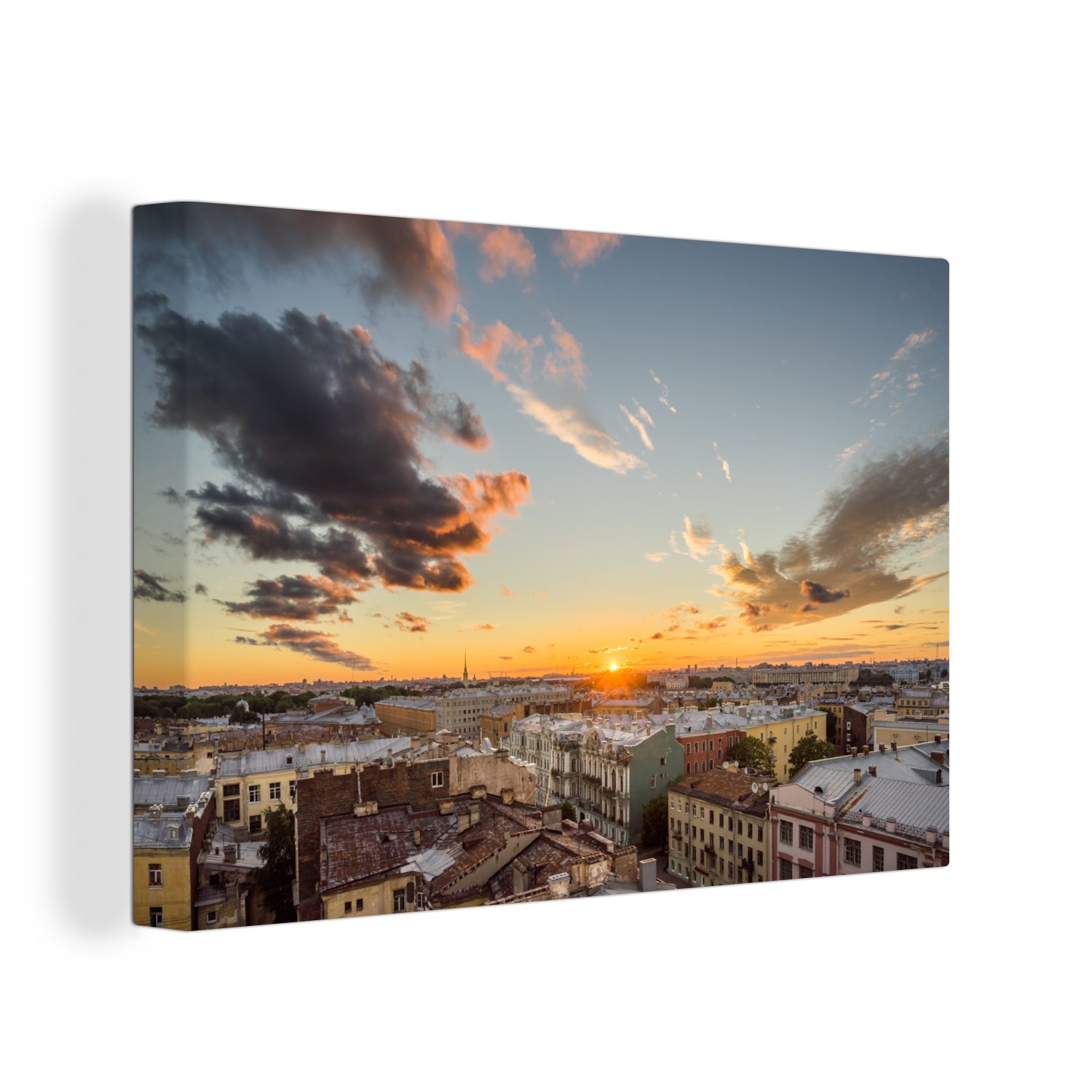 OneMillionCanvasses® Leinwandbild Sankt Petersburg - Stadt - Sonnenaufgang, (1 St), Wandbild Leinwandbilder, Aufhängefertig, Wanddeko, 30x20 cm