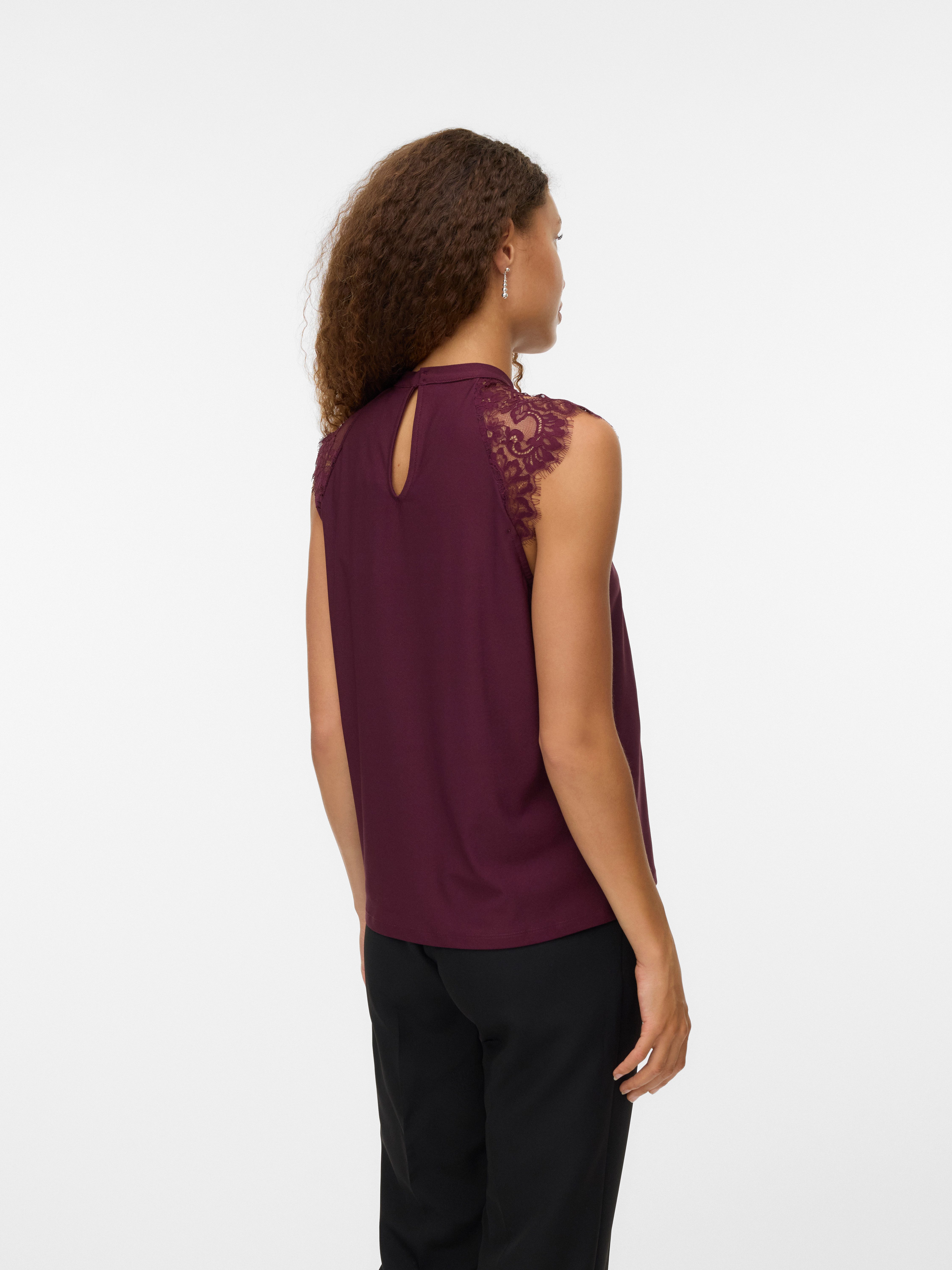 Vero Moda Spitzentop VMMILLA SL LACE TEE Materialmix, regular fit