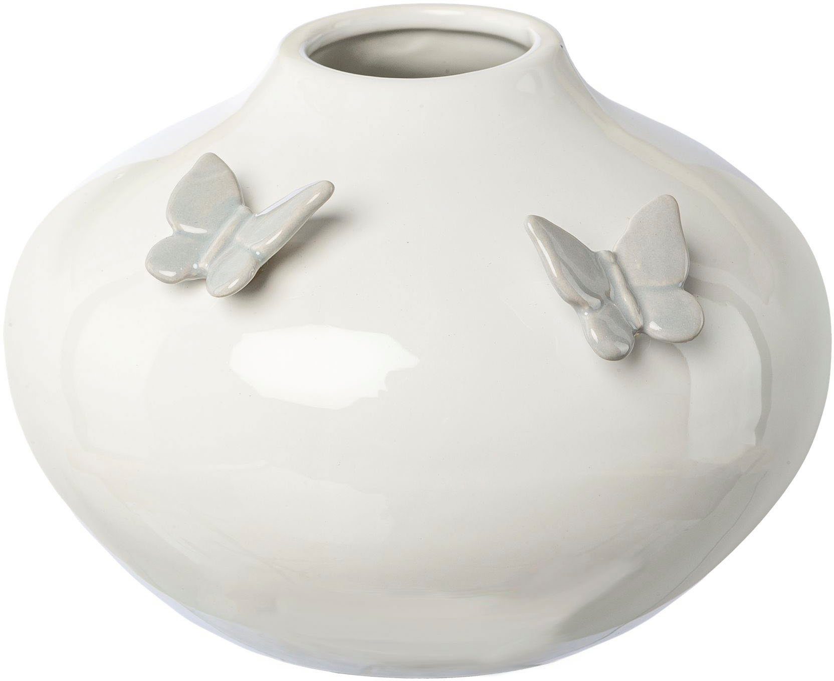 Keramik Vase mit St), Tischvase 3D-Schmetterlingen, home (1 Frühling aus Creativ