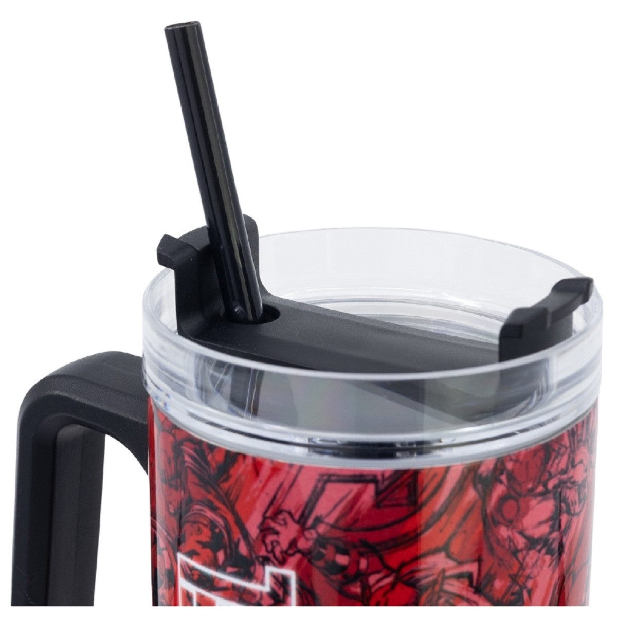 MARVEL Trinkflasche für unterwegs – 940 ml, mit Strohhalm, Edelstahl