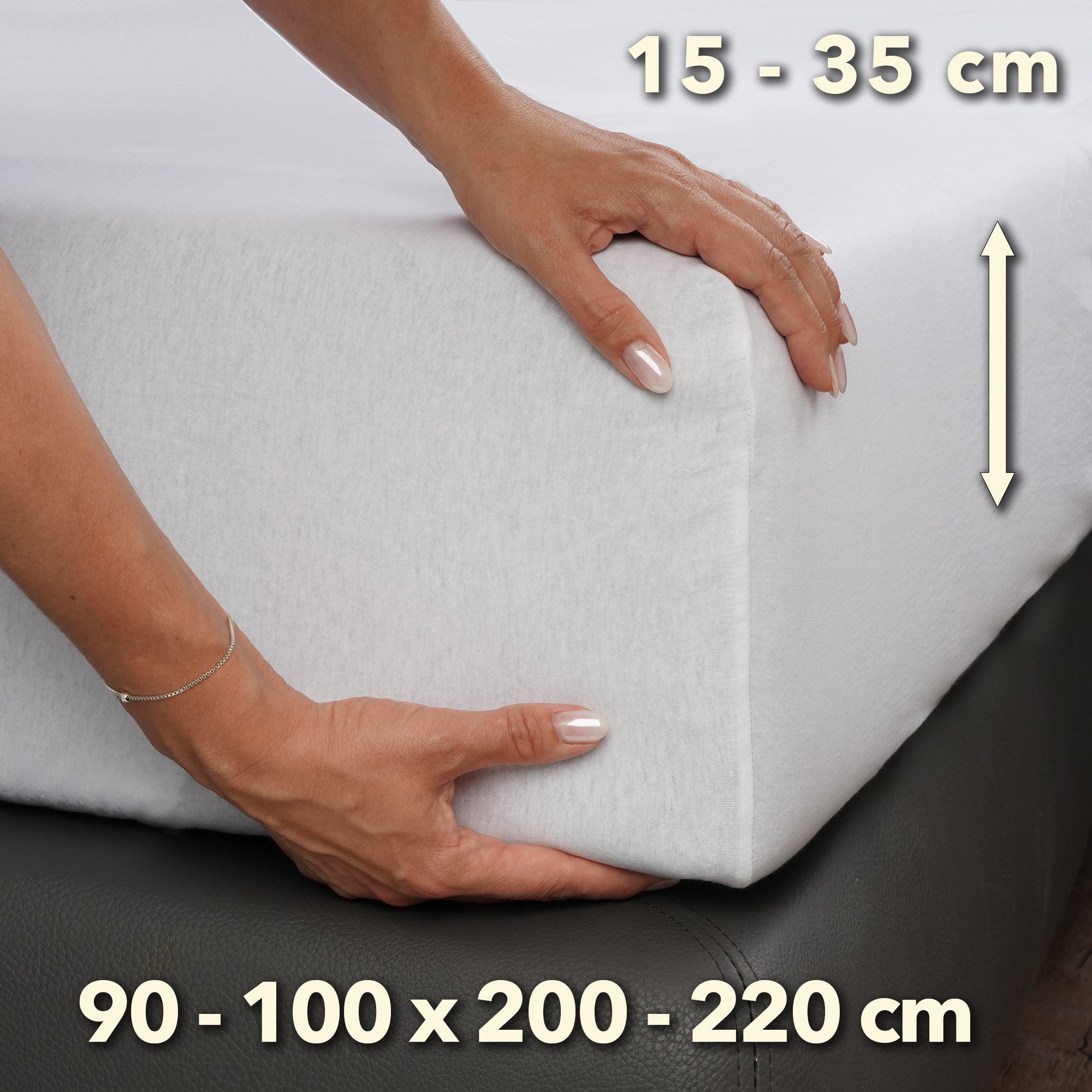 STUDIO Spannbettlaken STUDIO Premium Spannbettlaken 90x200 – 100x220 cm, Jersey, Gummizug: rundum, (1 Stück), 90x200 - 100x220cm Bettlaken Spannbetttuch bis 35c – Bild 4 von 5