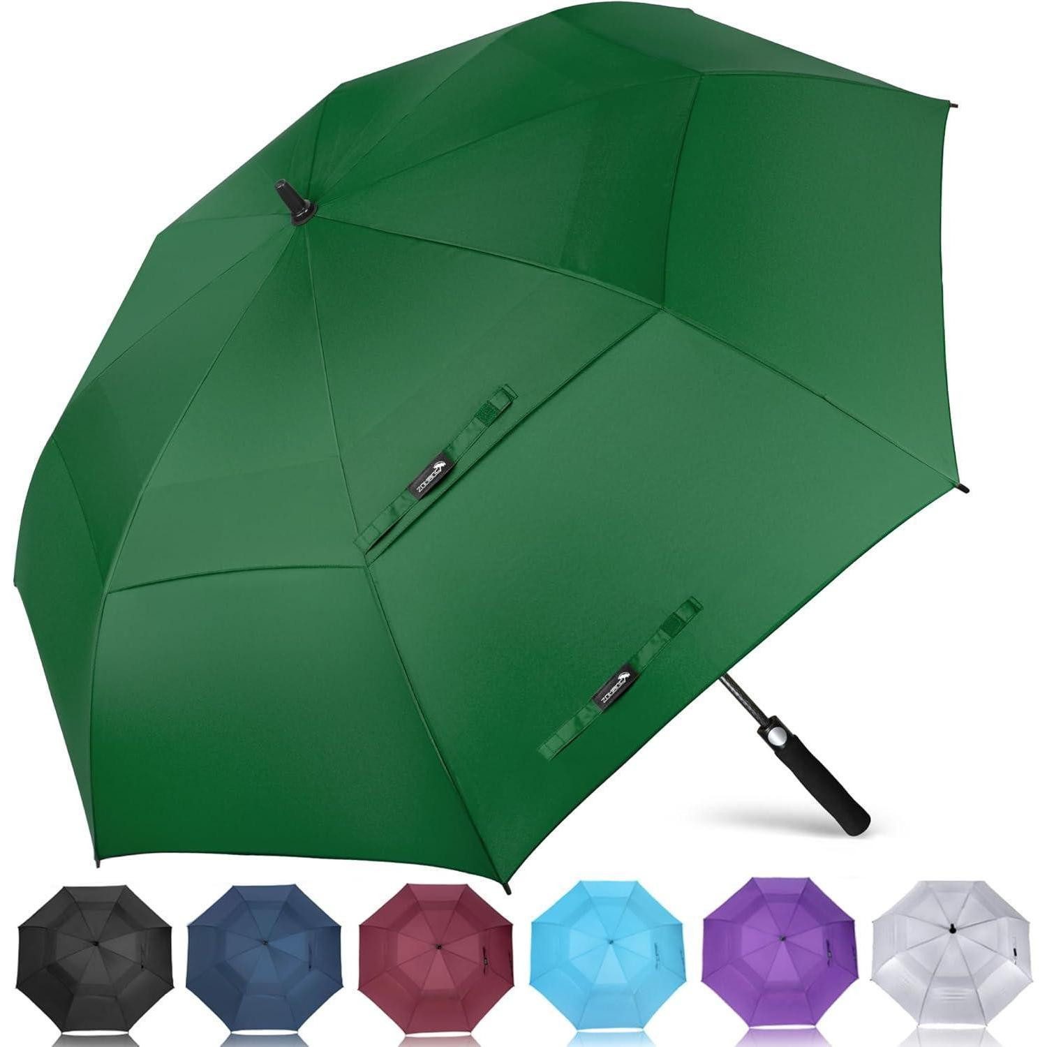 LuxusKollektion Golfregenschirm Regenschirm Groß Sturmfest XL XXL Golf Herren Damen Grasgrün 62 INCH