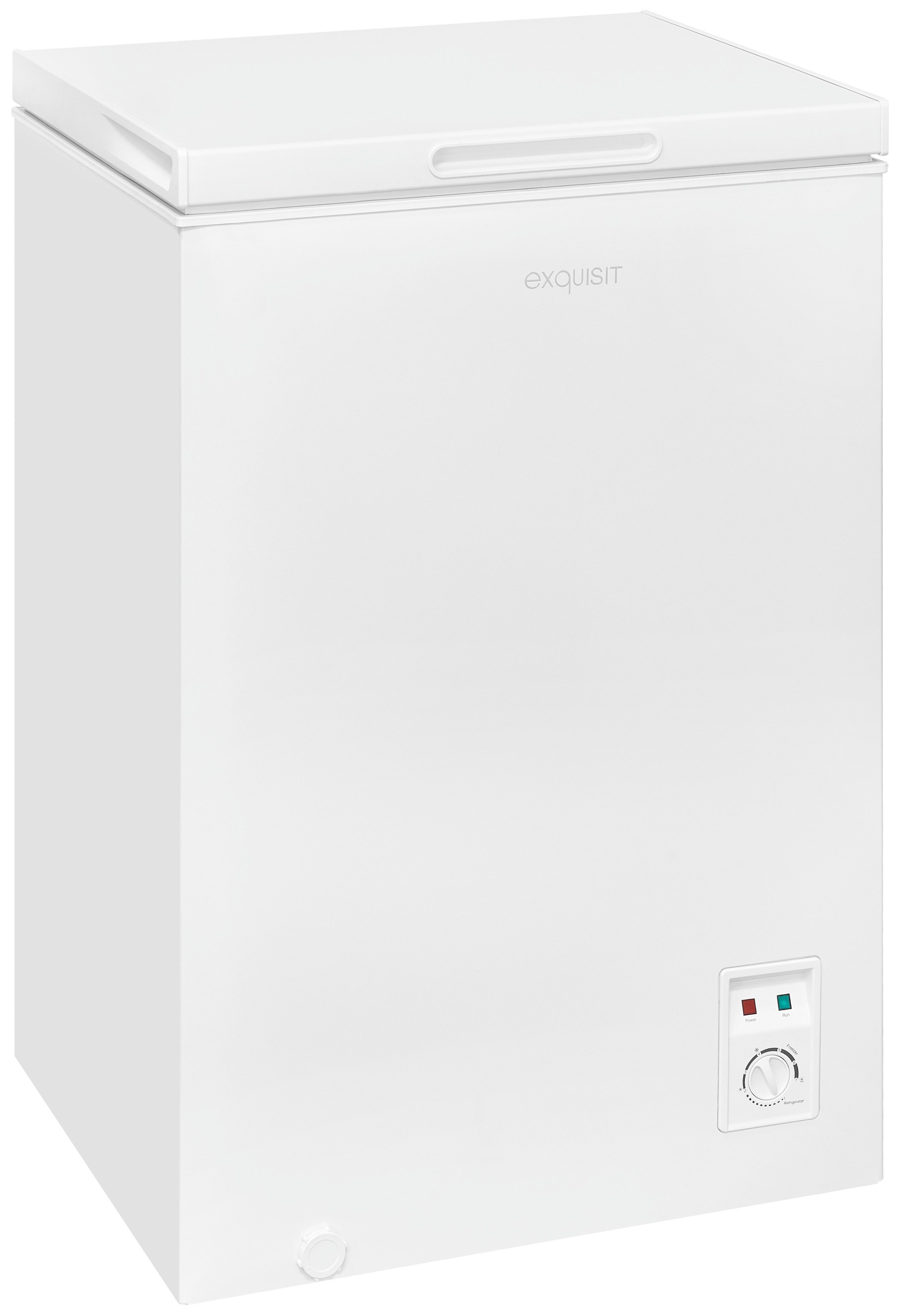 exquisit Gefriertruhe GT100-050E weiss, 54,5 cm breit, 99 l, 4*-Gefriertruhe mit ergonomischer Griffmulde – bequem zu öffnen