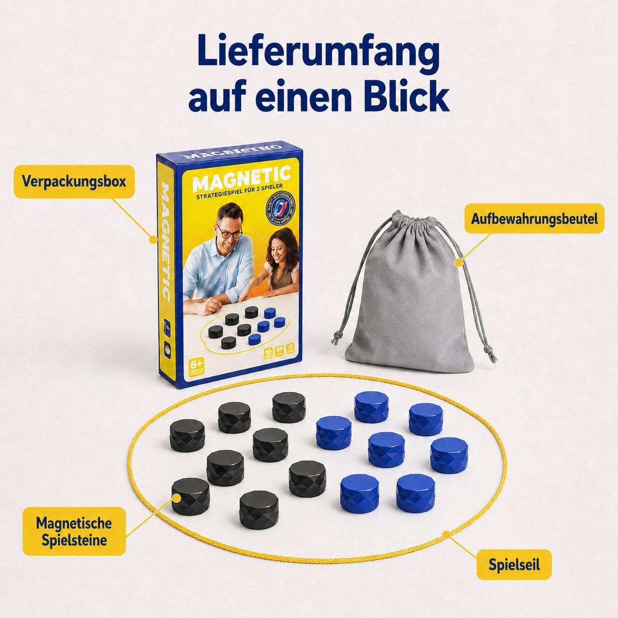 Vornix Lernspielzeug Magnetic Chess mit 20 Stück blau-schwarzen Magnetsteinen, (spannendes Taktik Brettspiel fur 2 Spieler, Lernspiel zur Forderung der Logiks t – Bild 2 von 5