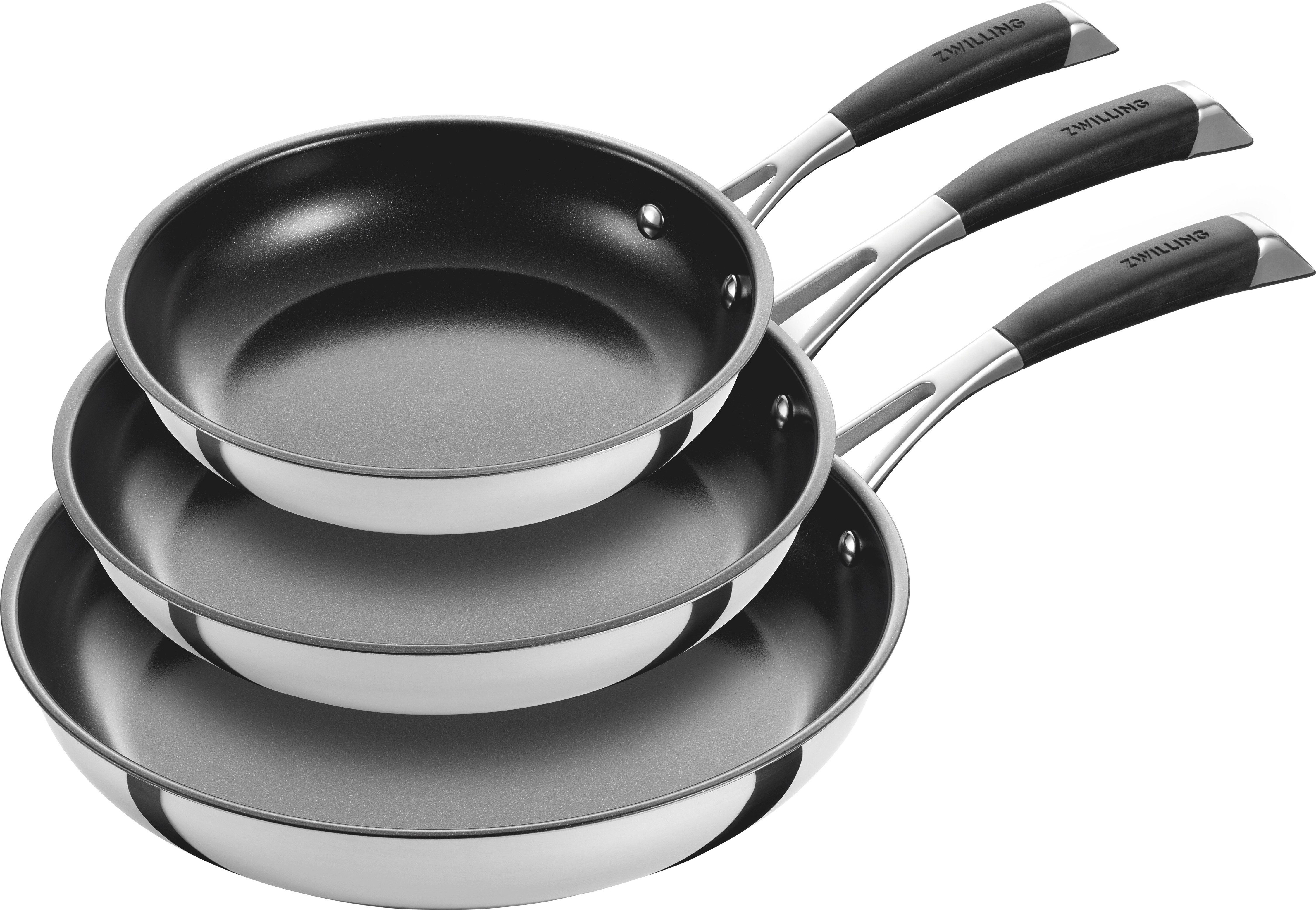 Zwilling Pfannen-Set Core, Edelstahl 18/10 (Set, 3-tlg., je 1 Pfanne 20 cm, 24 cm & 28 cm), Keramik-Antihaftbeschichtung, Edelstahl, Stay-Cool-Griff, Induktion