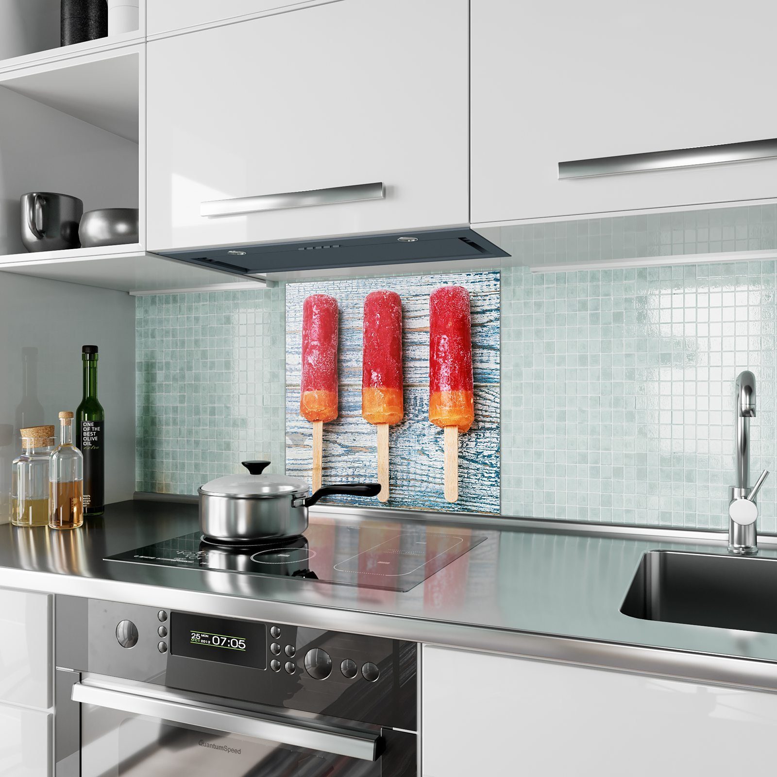 Eis am Motiv mit Küchenrückwand Stiel Spritzschutz Küchenrückwand Primedeco Glas