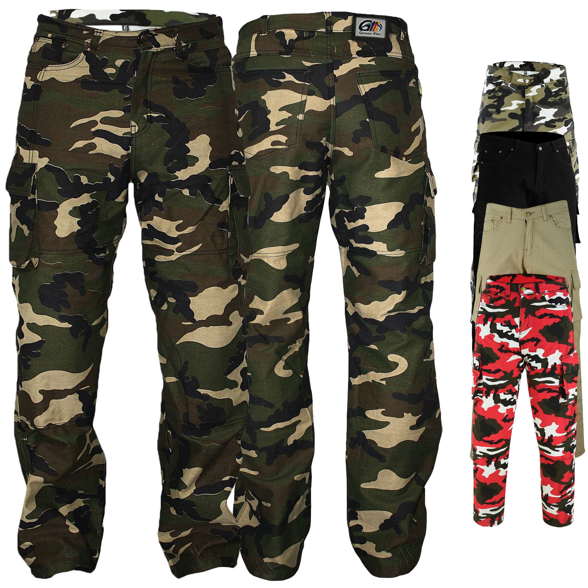 German Wear Motorradhose JEANS-003 Motorradjeans Biker Cargohose mit Schutz Aramidstoff & CE-Protektoren