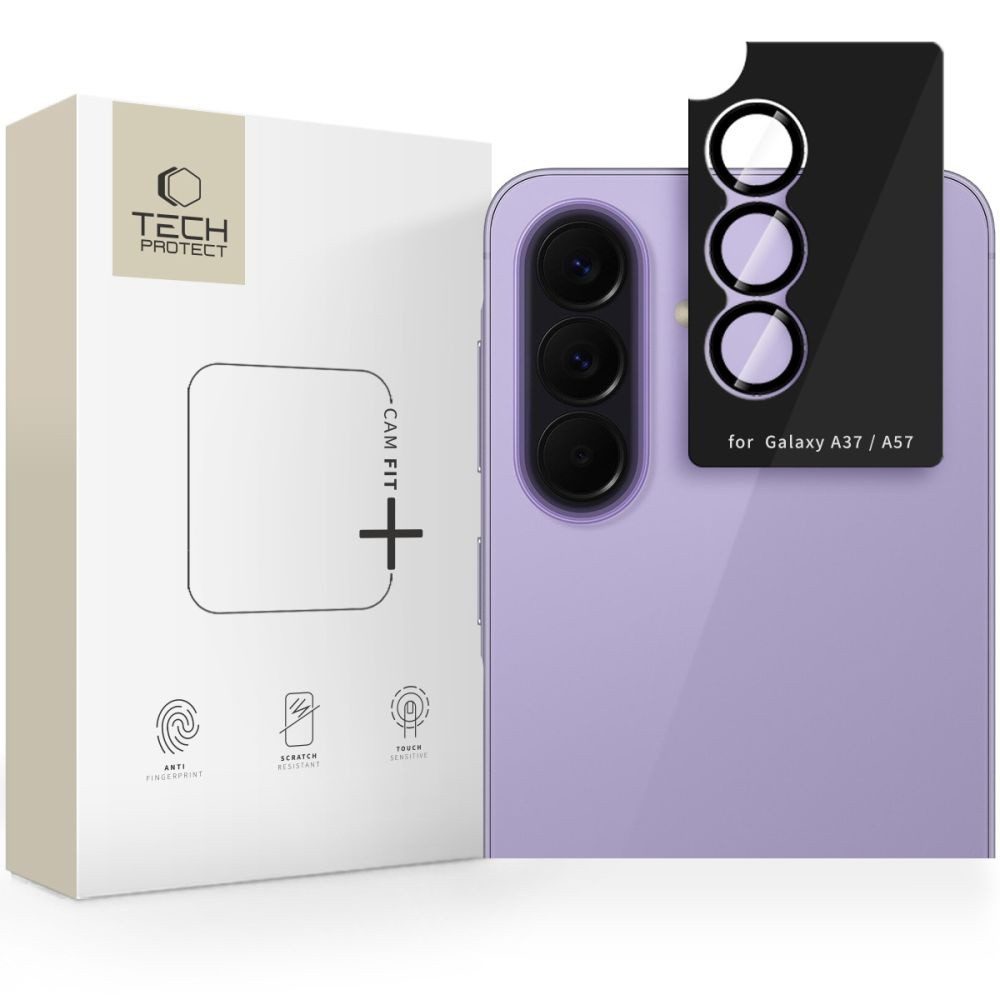 TECH PROTECT Kameraschutzglas Camring Fit+ für Samsung Galaxy A37 5G A57 5G Schwarz für Samsung Galaxy A37 5G, Set, Kameraschutz mit Aluminiumrahmen und Montagerahmen
