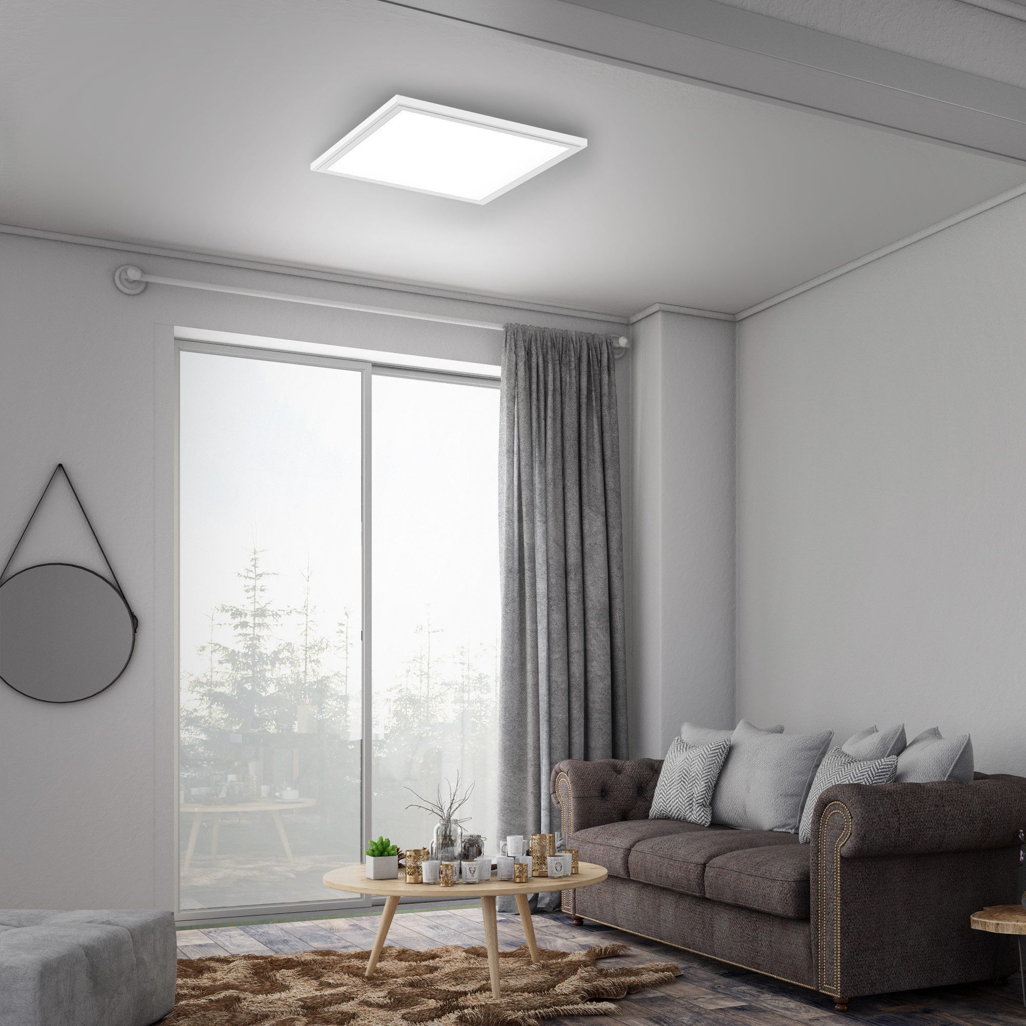 Briloner Leuchten Deckenleuchte LED Deckenlampe Extra-Warmweiß Wohnzimmer Schlafzimmer, LED fest integriert, 2700K - Extra - Warmweiß, Deckenlampe, 29,5x29,5x5,5cm, Schwarz, 12W, Wohnzimmer, Schlafzimmer