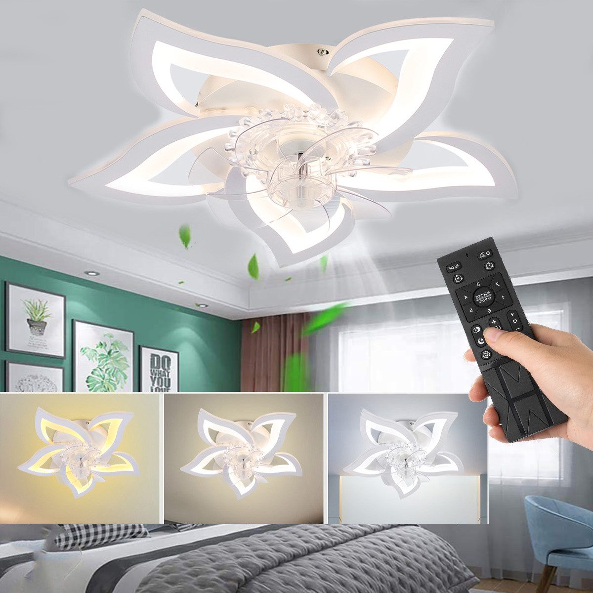 LETGOSPT Deckenleuchte Deckenventilator mit Lampe, 50W günstig online kaufen