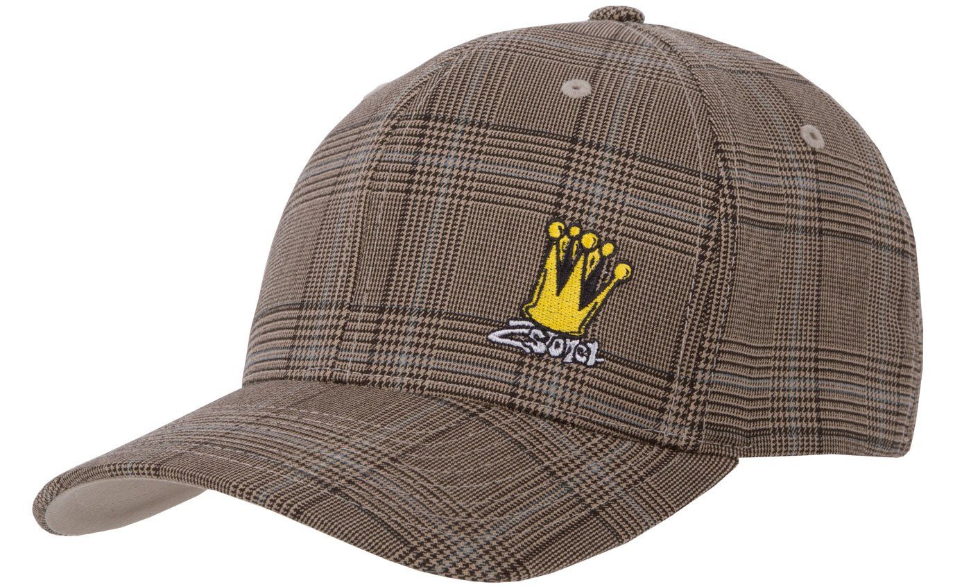 2Stoned geschlossen, Crown Herren und Glen Flex Check Cap Profil hinten Cap 2Stoned Braun/Khaki Front, verstärkte Stick von mittleres Flexfit Damen mit